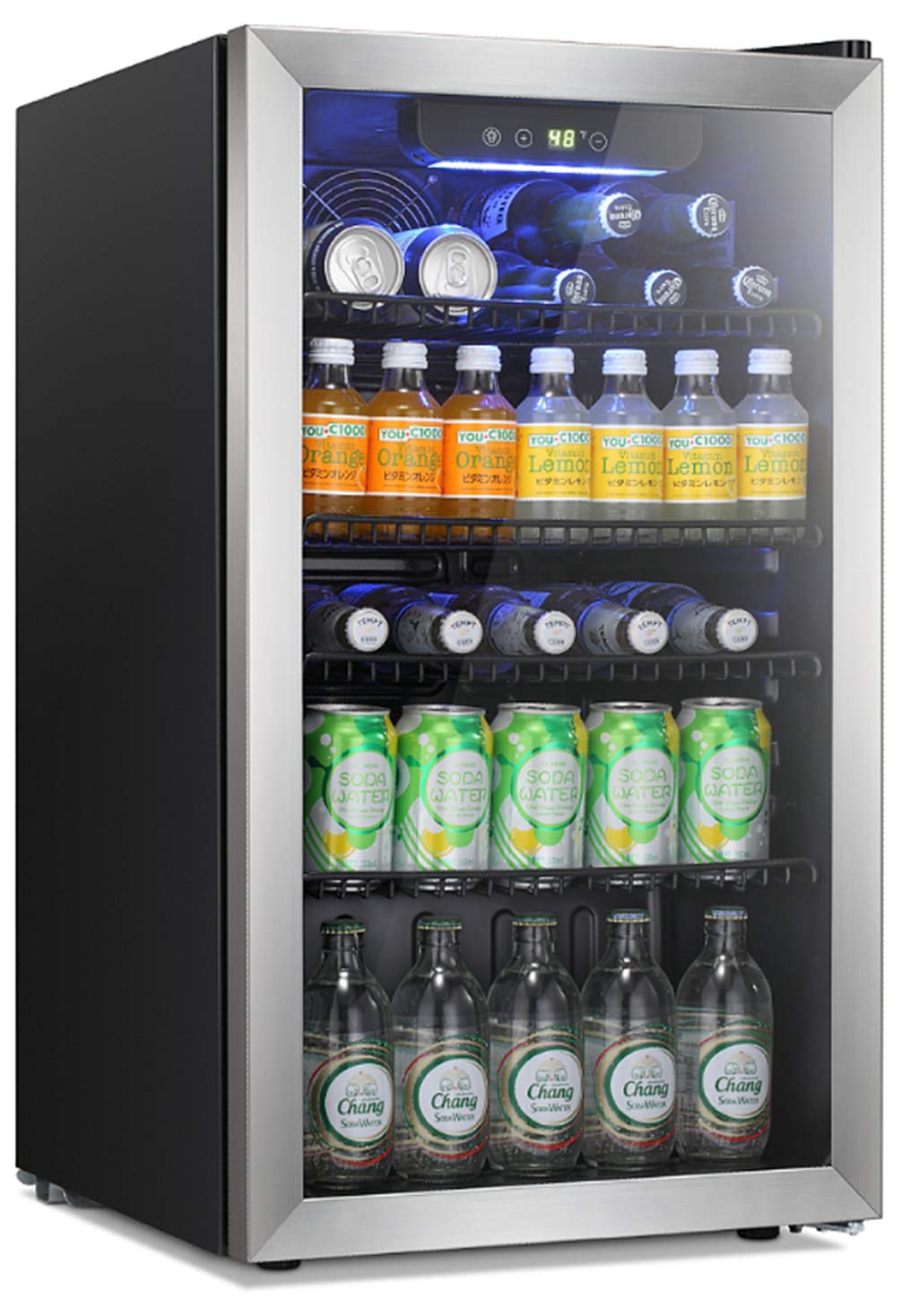 Antarctic Star Beverage Refrigerator cooler -120 can Mini Fridge glass Door for Soda Beer or Wine constant glass Door Small Drin