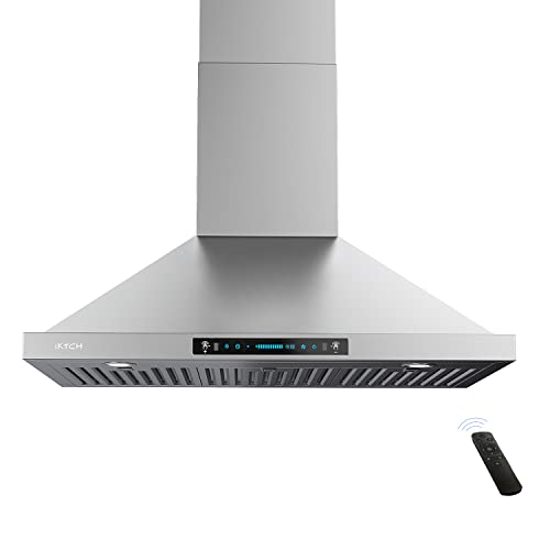 IKTcH 36 inch Wall Mount Range Hood 900 cFM DuctedDuctless convertible, Kitchen chimney Vent Stainless Steel with gesture Sensin