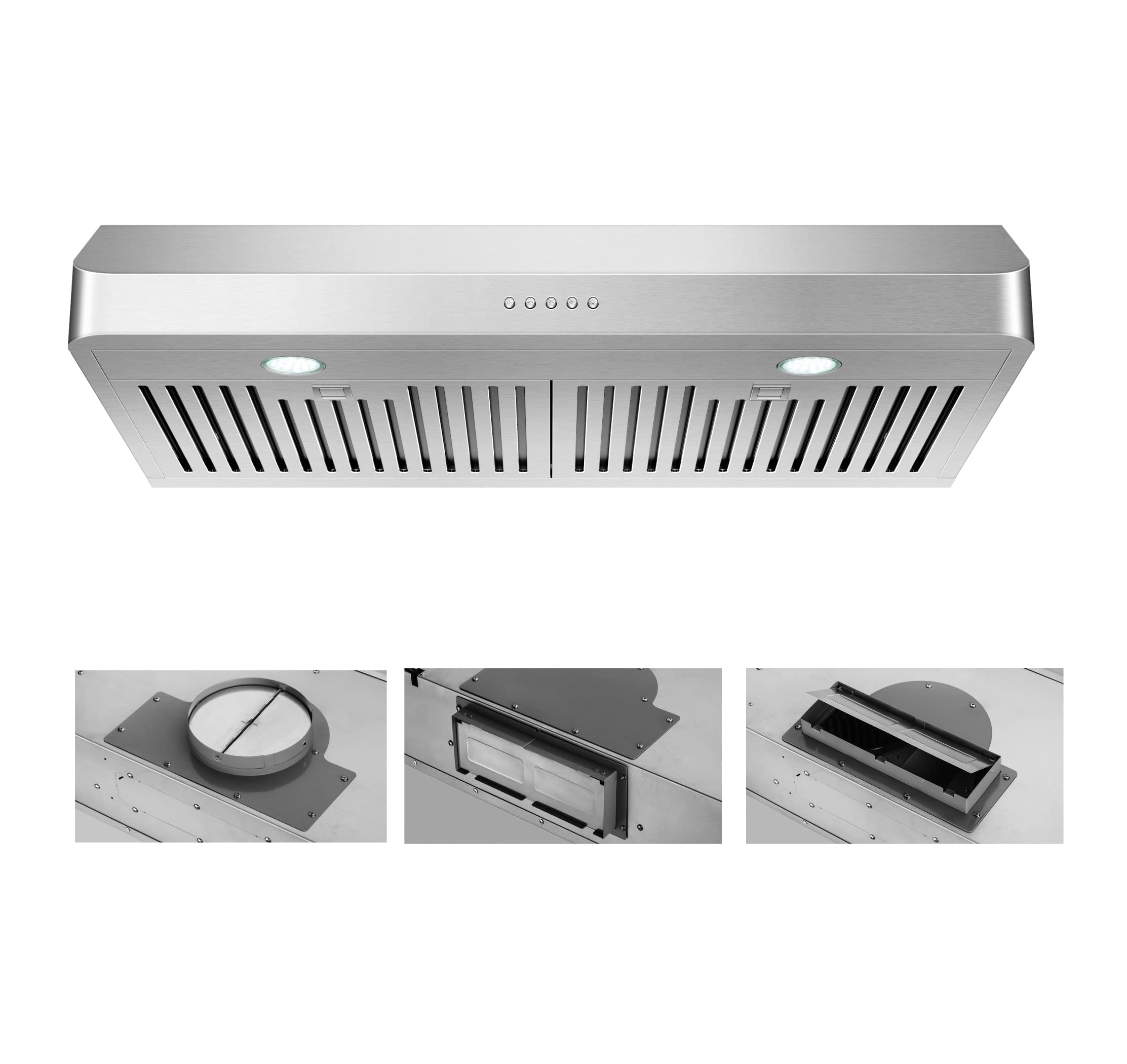 EVERKITCH 30 Inch Under cabinet Range Hood Kitchen Vent Hood,Built in Range Hood for Ducted in Stainless Steel, 400 cFM with Permanent Sta