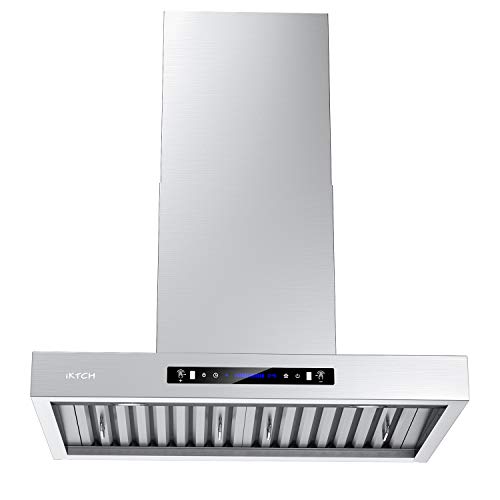 IKTcH 36 inches Wall Mount Range Hood, 900 cFM Stainless Steel Kitchen chimney Vent with gesture Sensing & Touch control Switch 