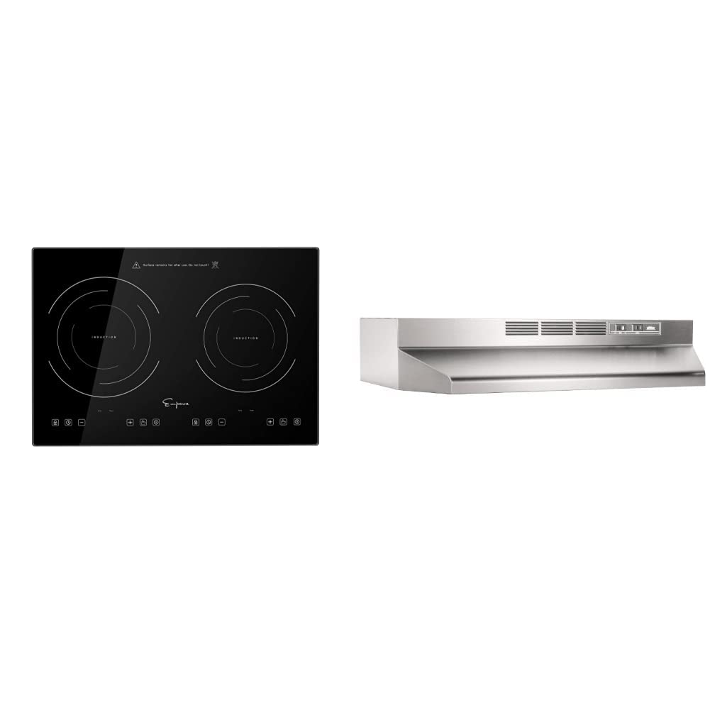 Empava Electric Stove Induction cooktop Horizontal with 2 Burners in Black Vitro ceramic Smooth Surface glass 120V, 12 Inch & Br