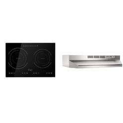 Empava Electric Stove Induction cooktop Horizontal with 2 Burners in Black Vitro ceramic Smooth Surface glass 120V, 12 Inch & Br