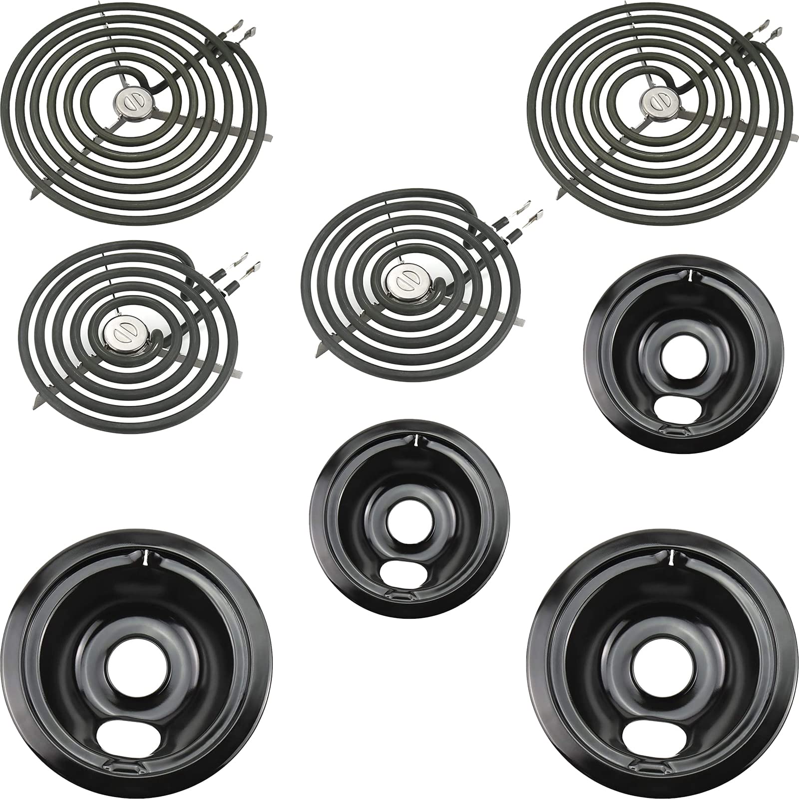 Blutoget WB31M20 WB31M19 Porcelain Drip Pans and WB30M1 WB30M2 Electric Range Stove Burner Kit by Blutoget- Replacement for gE Hotpoint R