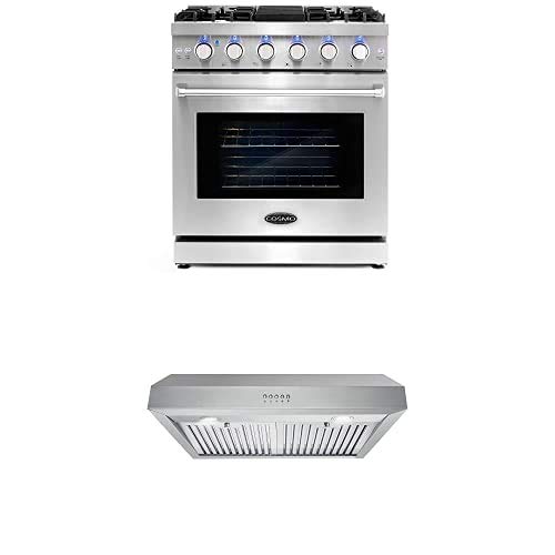 cosmo Appliance Package 30 cOS-EPgR304 gas Range and 30 Uc30 Under cabinet Range Hood