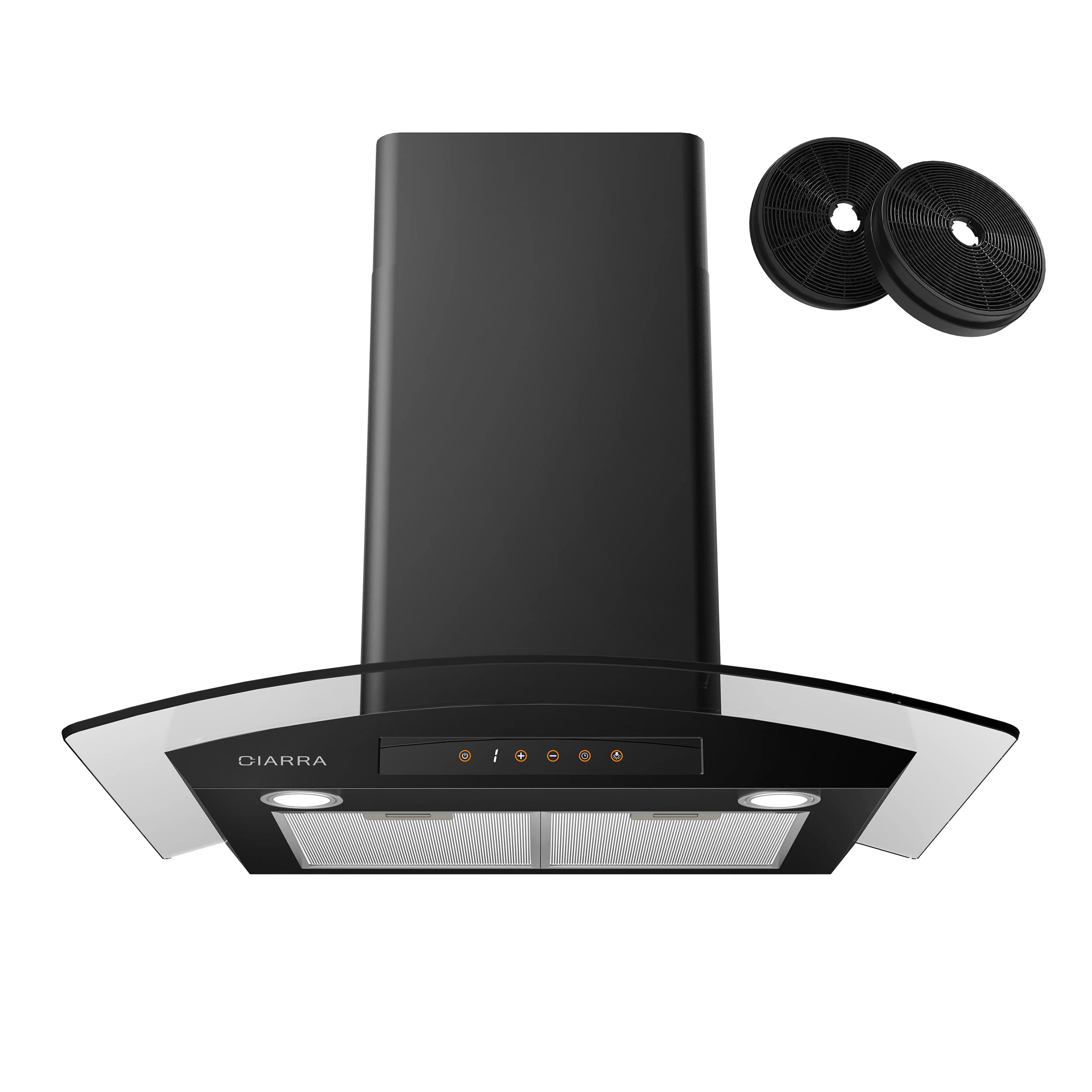 cIARRA Black Range Hood 30 inch with Soft Touch control 450 cFM Stove Vent Hood for Kitchen with 3 Speed Exhaust Fan Auto Shut O