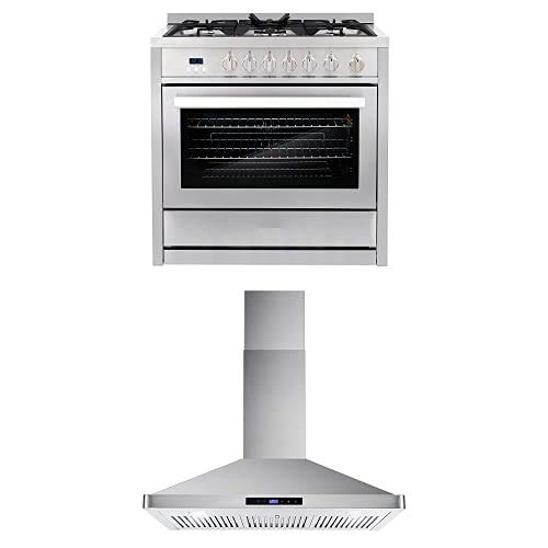 cosmo Appliance Package 36 cOS-965Agc gas Range and 36 cOS-63190S Wall Mount Range Hood