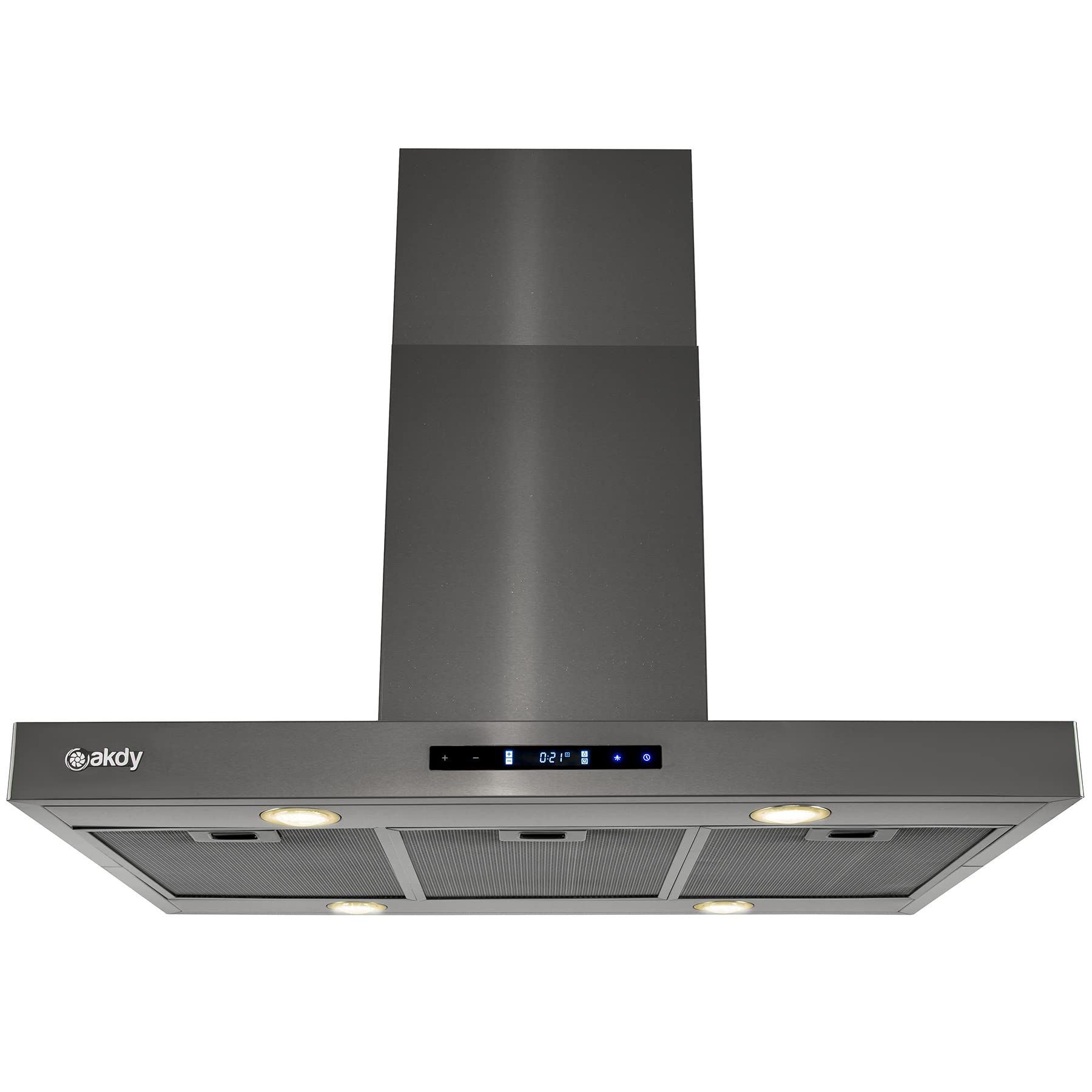 AKDY 36 in. 343 cFM convertible island Mount Range Hood in Black Stainless Steel With Lights