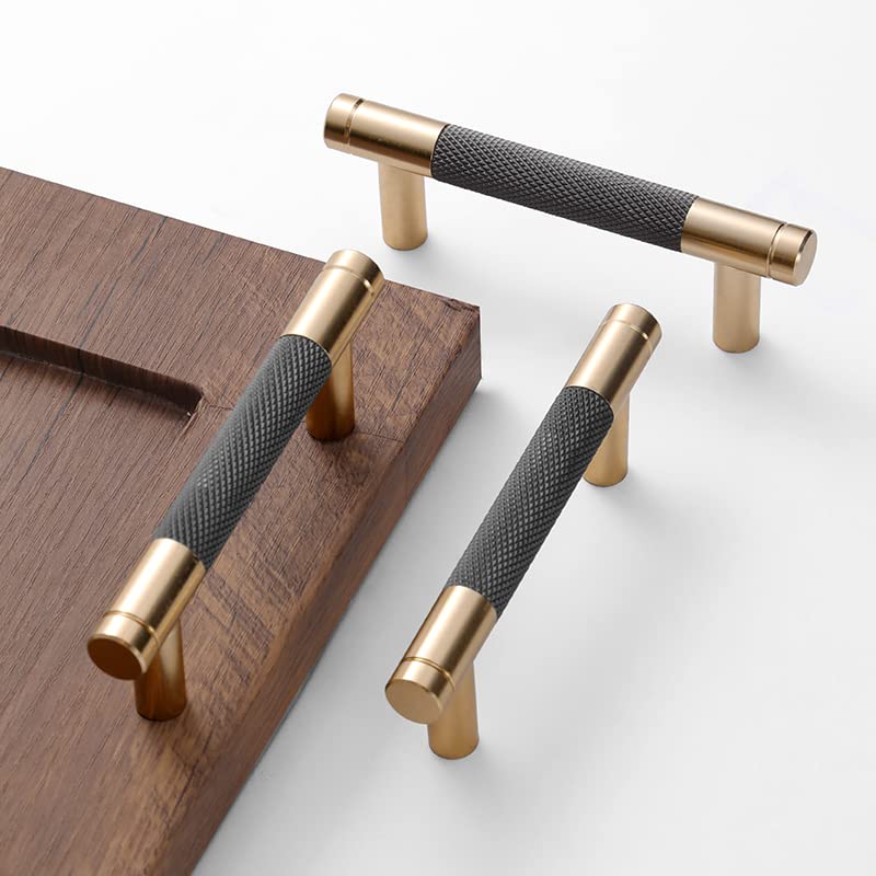 westablize 24 Pack 3 Inch 76 mm Bar Cabinet Pulls Gold and Grey Knurled  Handles for Brushed Gold Drawer Pulls Cupboard Aluminum