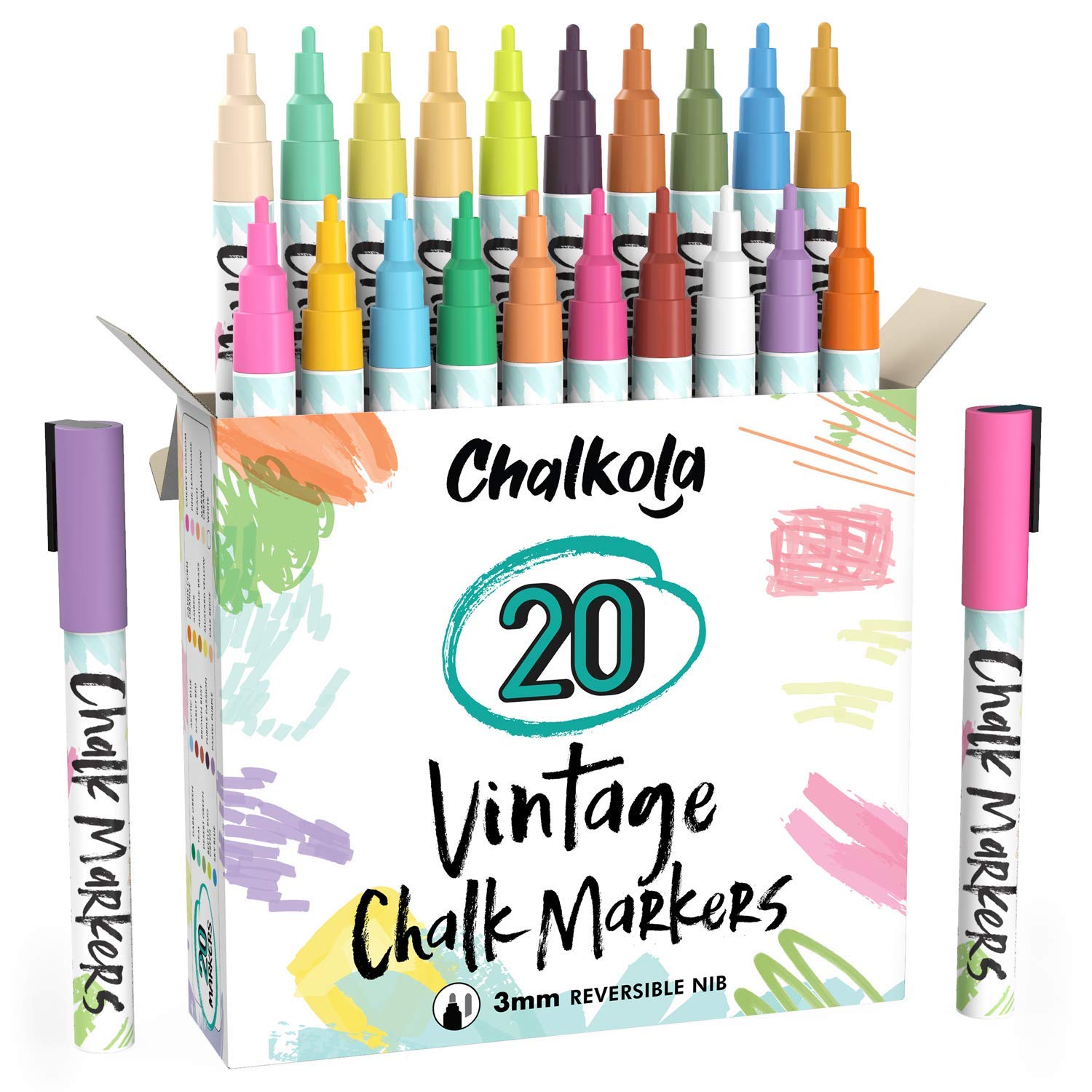 Chalkola 1 Fine Tip Liquid Chalk Markers For Chalkboard (20