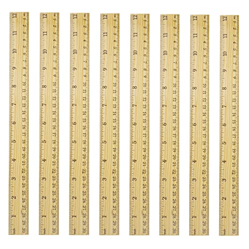 HONGYUTAI Ruler 12 Inch Wooden Rulers For Kids, 8 Packs Bulk Rulers With  Centimeters And Inches, Metric Wood Ruler For Students Drafting S