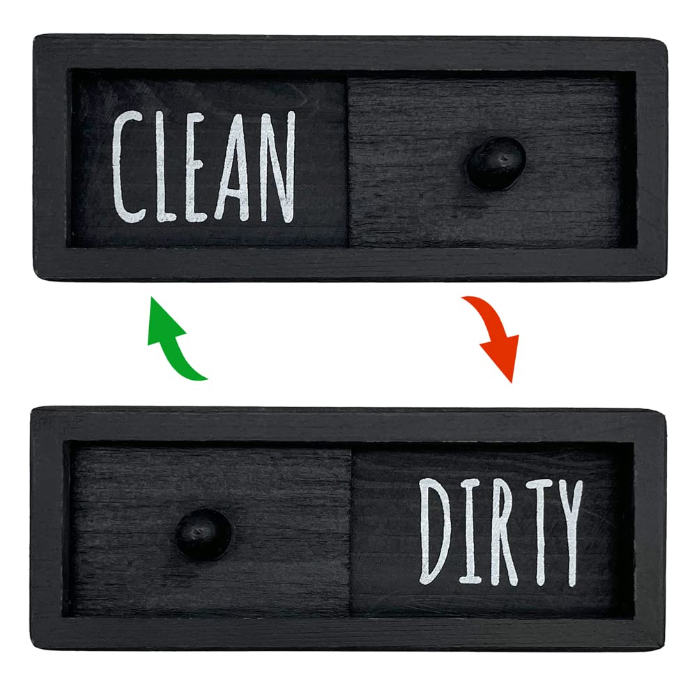 Wojogo Dishwasher Magnet Clean Dirty Sign - Farmhouse Rustic Wood Clean Dirty Magnet Sign, Works For All Dishwashers, Dishwasher