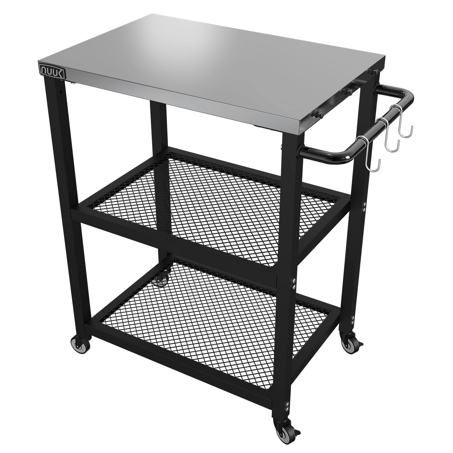 Nuuk Three-Shelf Rolling Outdoor Dining Cart Table, 16 X 24 Stainless Steel Commercial Multifunctional Kitchen Food Prep Worktab