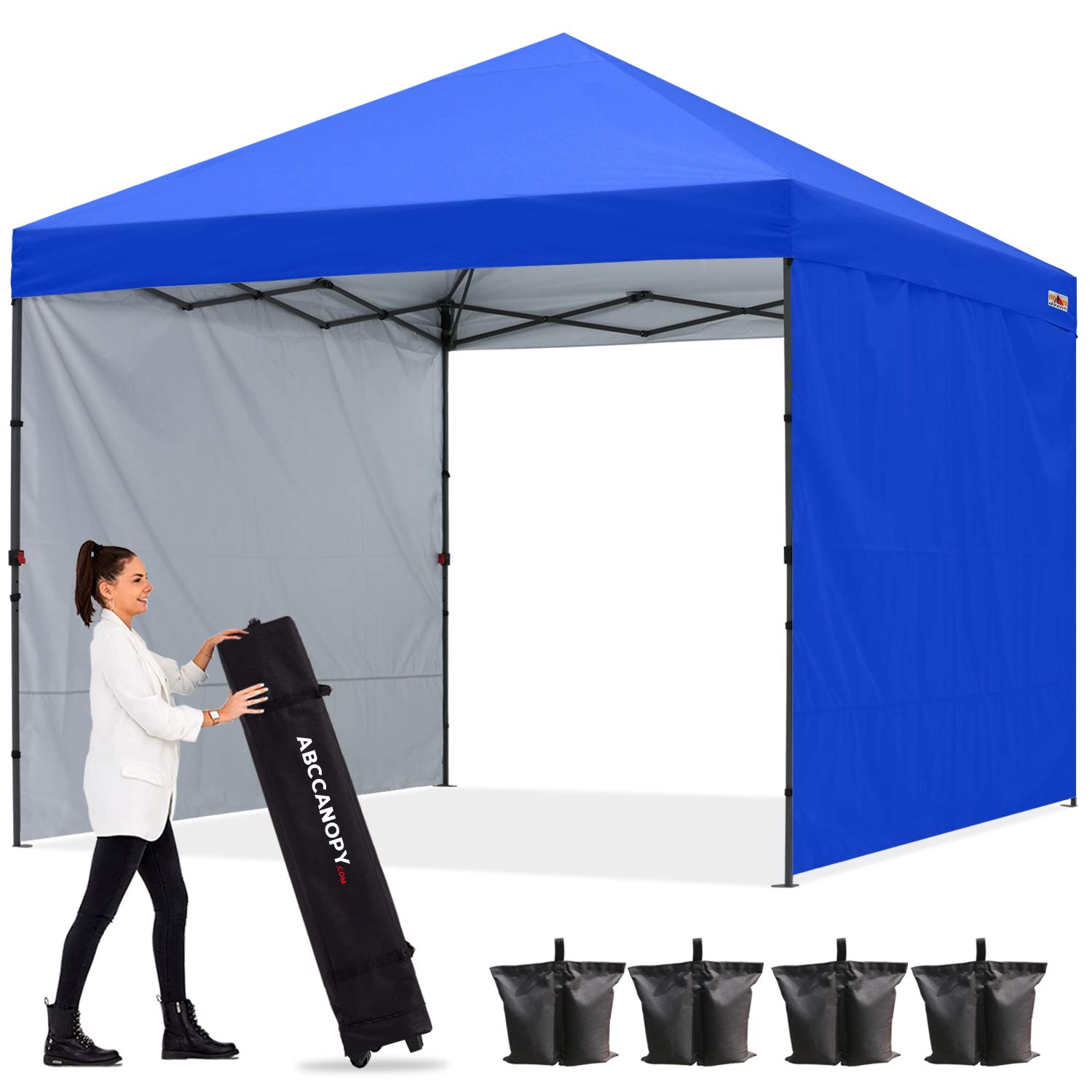 Abccanopy Outdoor Easy Pop Up Canopy Tent With 2 Sun Wall 8X8, Royal Blue