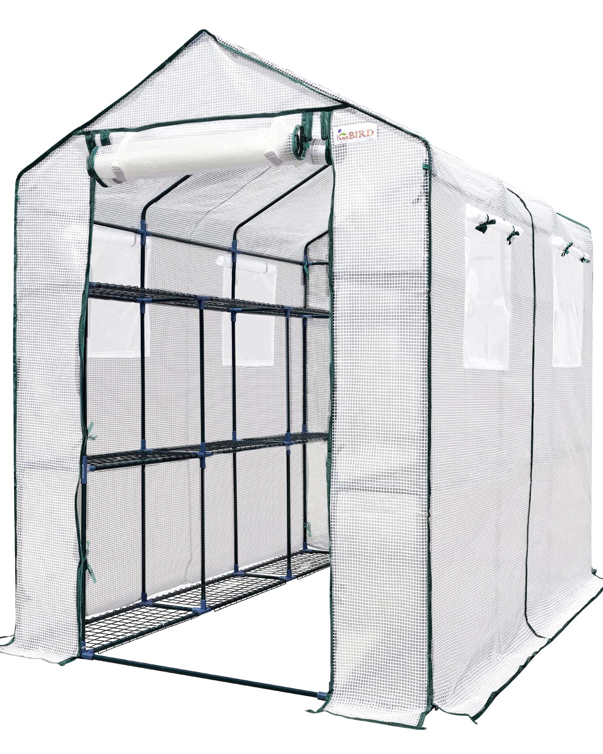 King Bird Upgraded 7 X 47 X 64 Ft Walk-In Greenhouse For Outdoors, Thickened Pe Cover  Heavy Duty Powder-Coated Steel, W Zipper