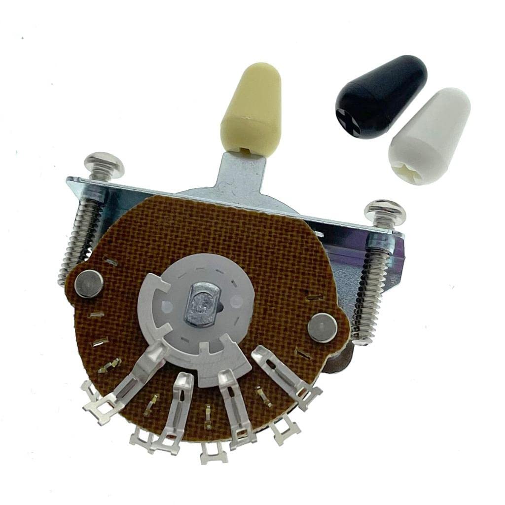 Kaish Guitar 5-Way Pickup Selector Switch With Blackivorywhite Tips And Mounting Screws For Strat