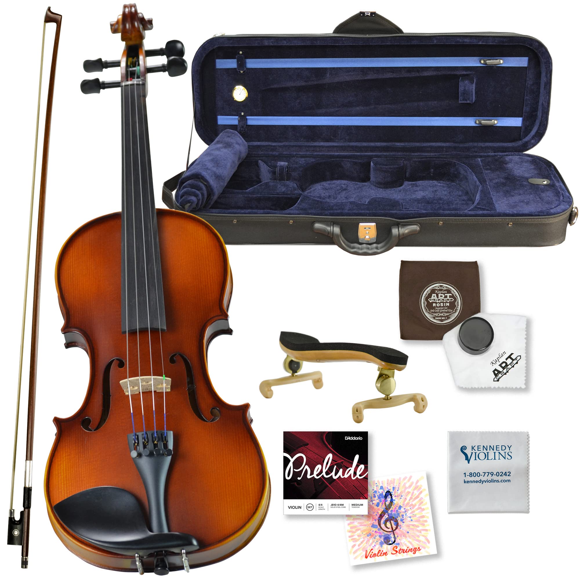 Kennedy Violins Bunnel G1 Violin Outfit 12 Size - Carrying Case And Accessories Included - Solid Maple Wood And Ebony Fittings By Kennedy Violin