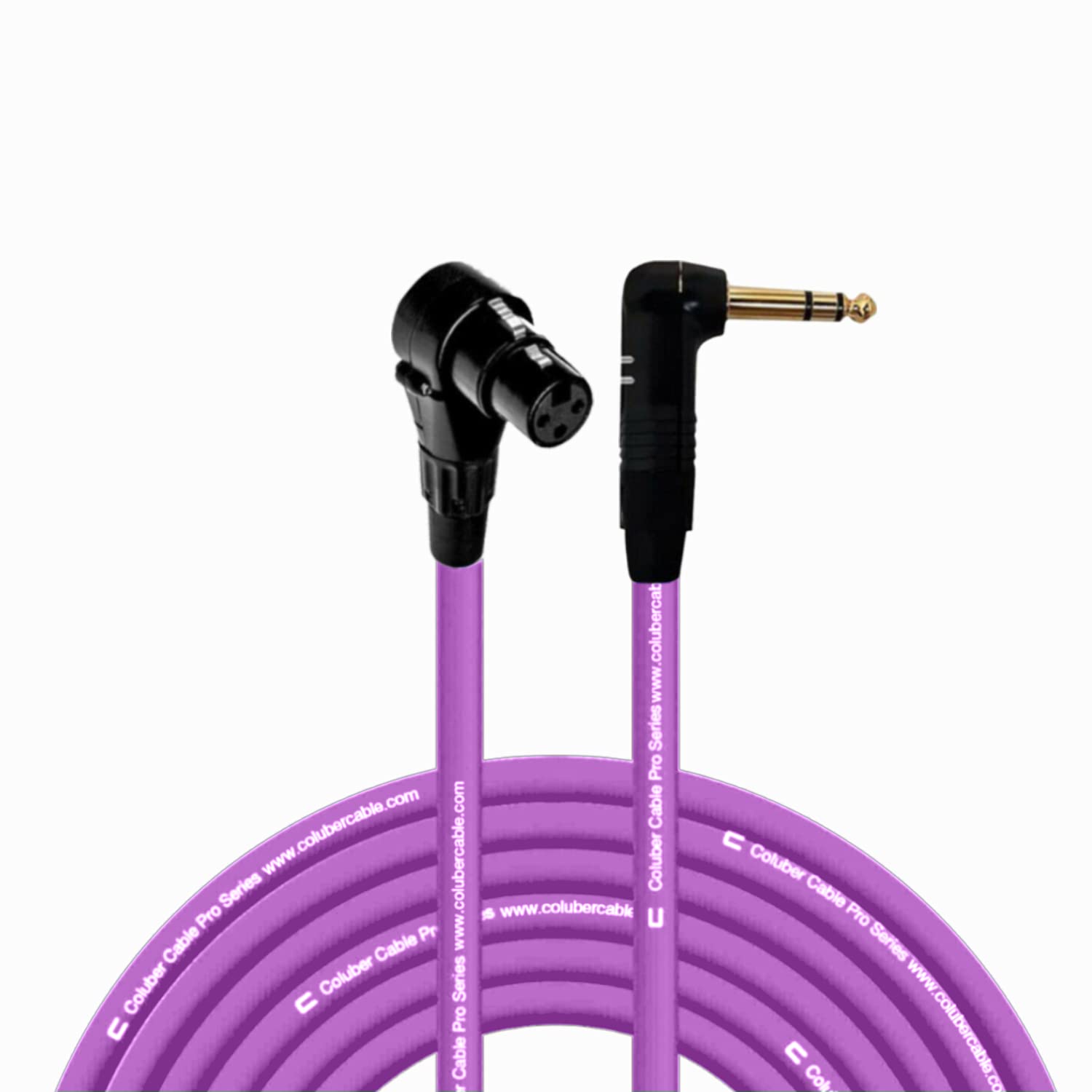 Coluber Cable Right Angle Xlr Female To Right Angle 14 Trs - 50 Feet - Purple - Pro 3-Pin Microphone Connector For Powered Speak