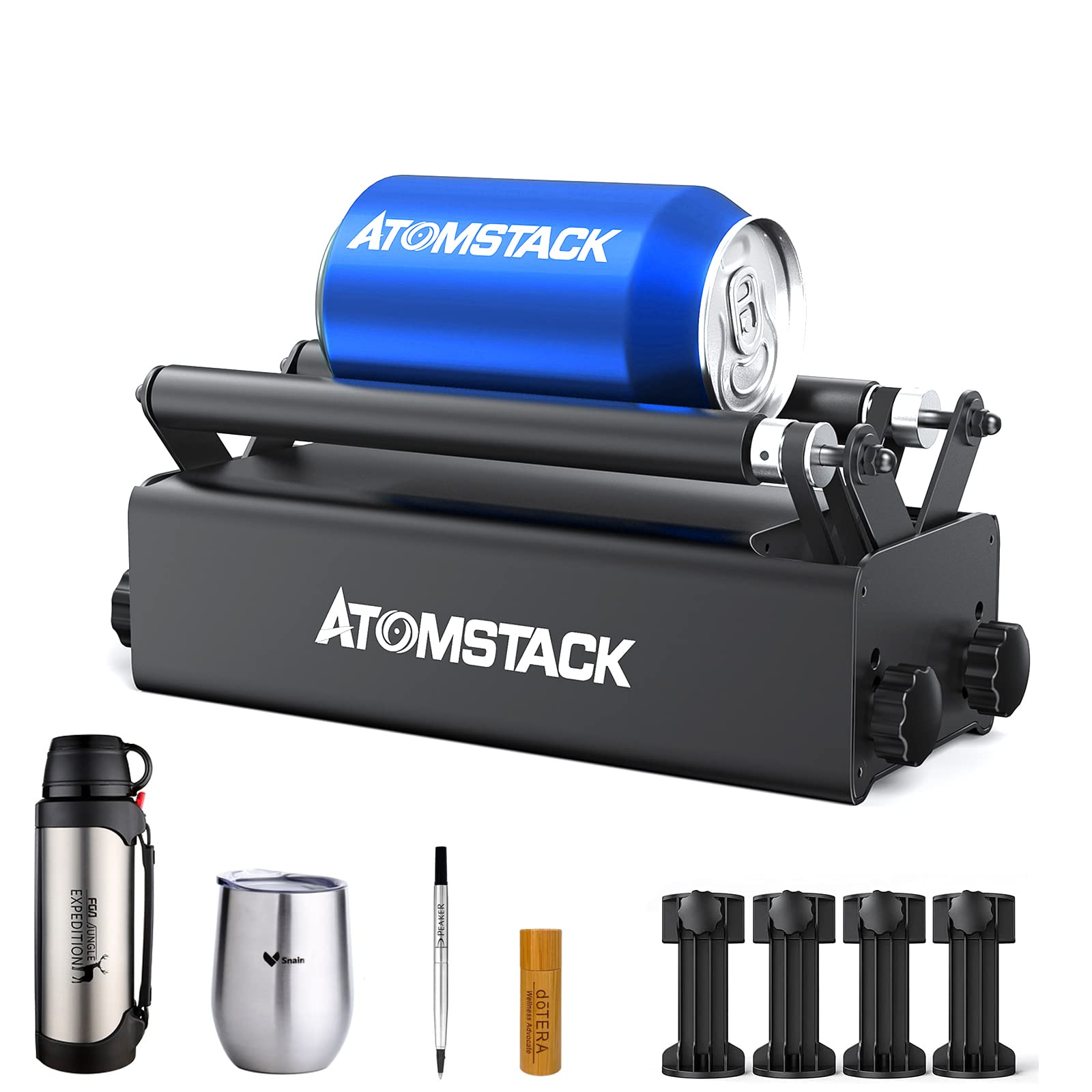 Atomstack R3 Laser Engraver Rotary Roller, Laser Engraver Y-Axis Rotary Roller Engraving Module For Engraving Cylindrical Object