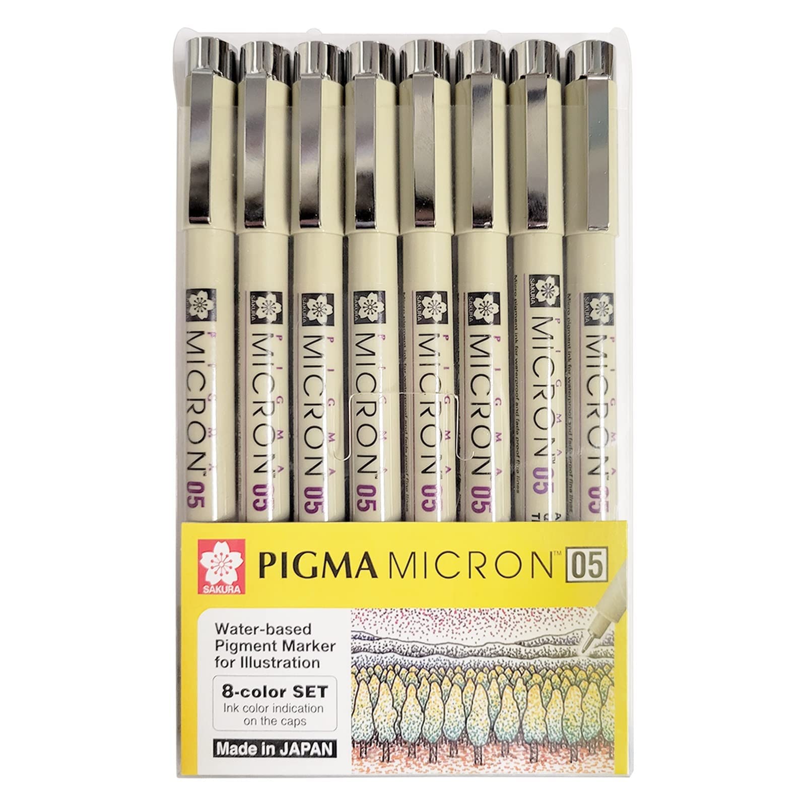 Sakura Cray-Pas Micron Pen Set 05 (45Mm) Micron Pen, 8 Count Micron Pens,  Assorted Colors Drawing Pens