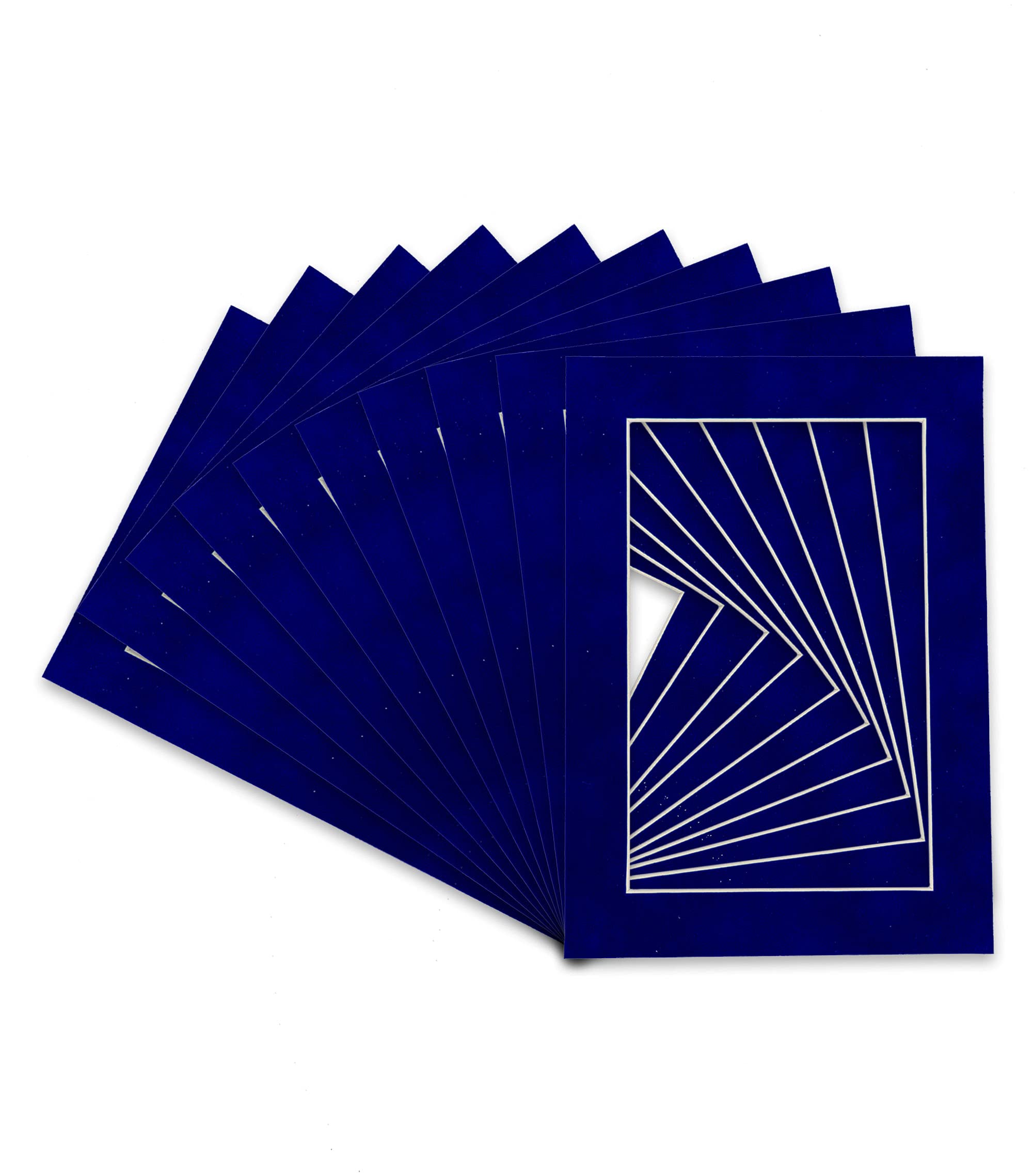 Poster Palooza Pack Of 25 Acid Free 11X14 Mats Bevel Cut For 9X12 Photos - Royal Blue Suede Precut Matboards With Backing Boards And Clear Phot