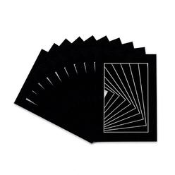 Poster Palooza Pack Of Ten Acid Free 11X14 Mats Bevel Cut For 9X12 Photos - Black Suede Precut Matboards With Backing Boards And Self Seal Phot