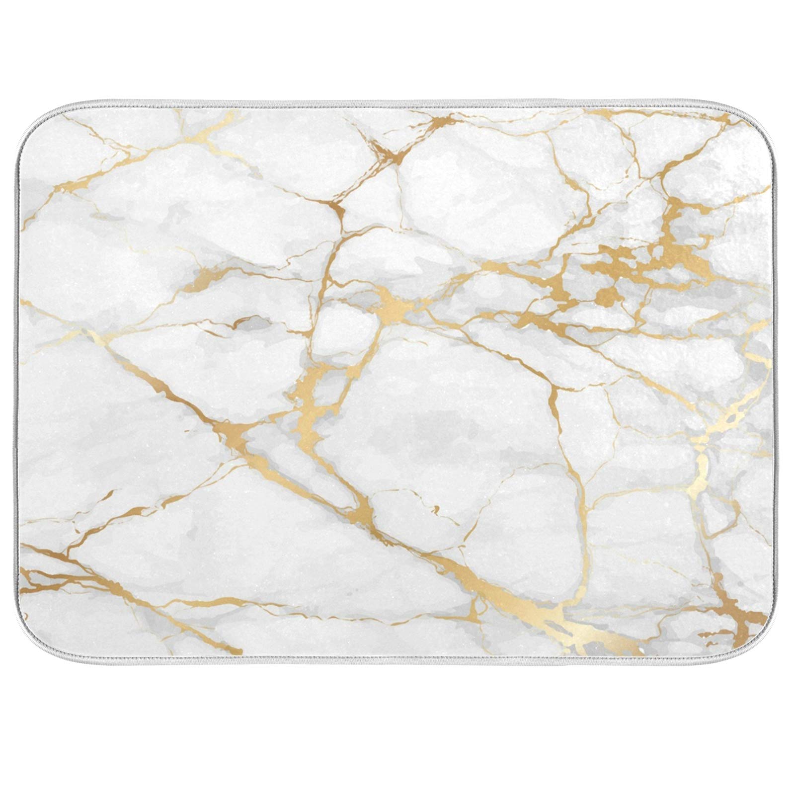 Wamika Marble White Dish Drying Mat 18X24 For Kitchen Golden Grey Marble  Dishes Pad Dish Drainer Rack Mats Absorbent Fast Dry Kitchen A