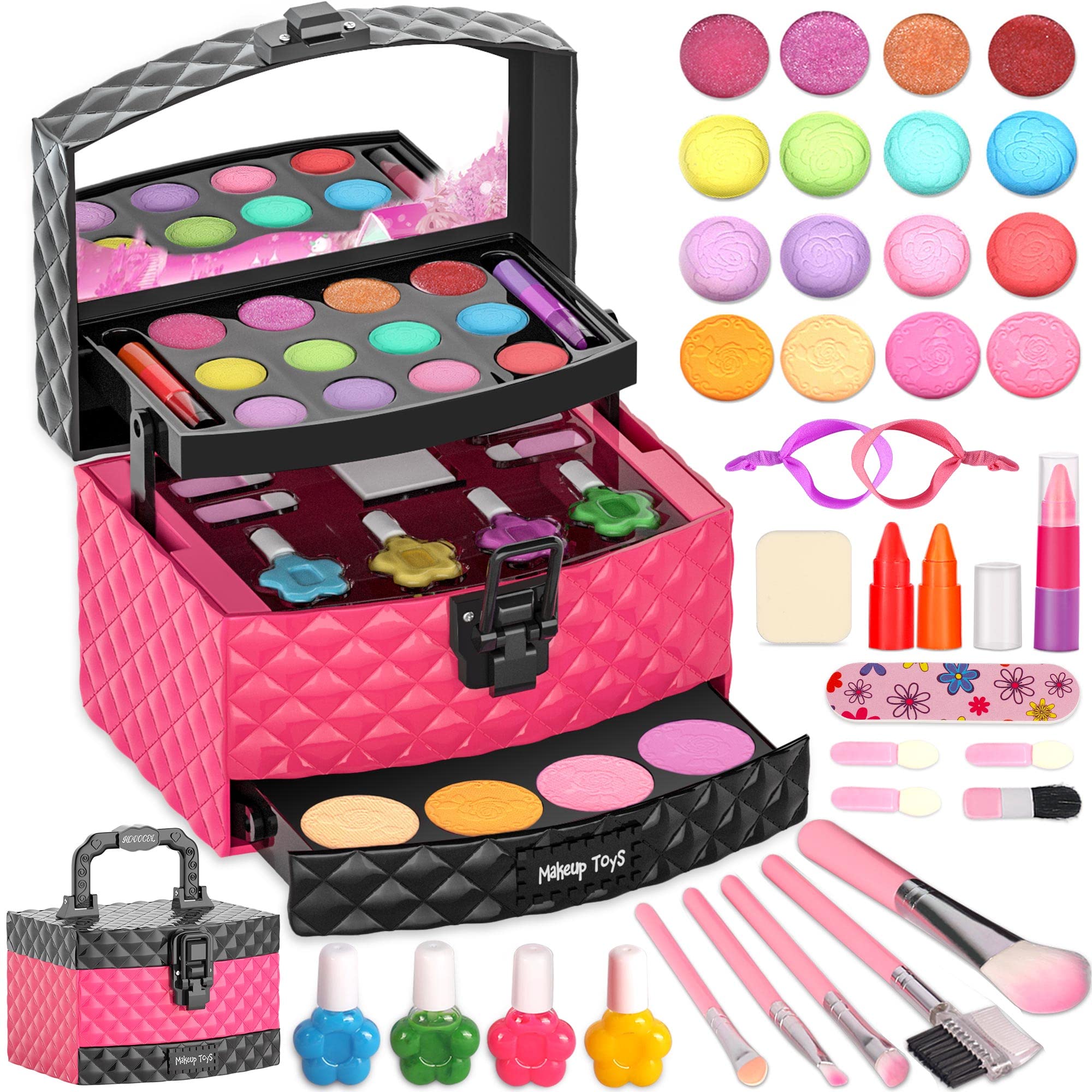 HOVOCEL Hovocel 42 Pcs Kids Makeup Kit For Girl Toys, Safe Non-Toxic  Washable Make Up Set, Real Princess Cosmetic For Toddlers, Teensy