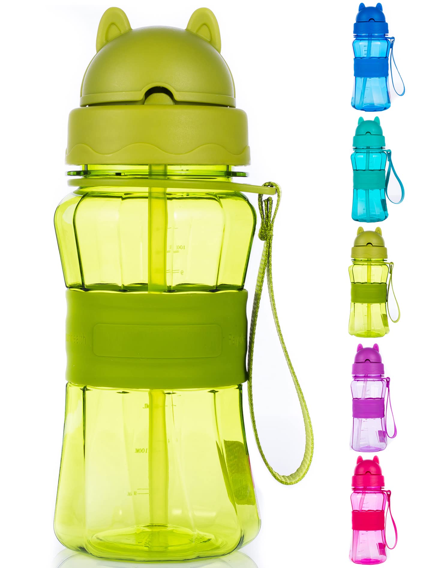 Ecteco Water Bottle For Kids Teens With Straw Strap 12Oz Children Sized Leak  Proof Bpa Free Tritan Drinking Bottles For Boys Gir