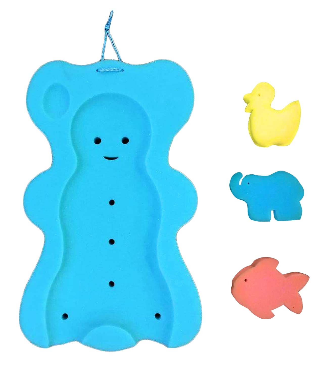 Reigndrop Baby Bath Sponge Mat For Tub - Safe Fun Sponge Bath Mat, Toys For Newborns - Toddler Bathing Cushion Insert With Inbui