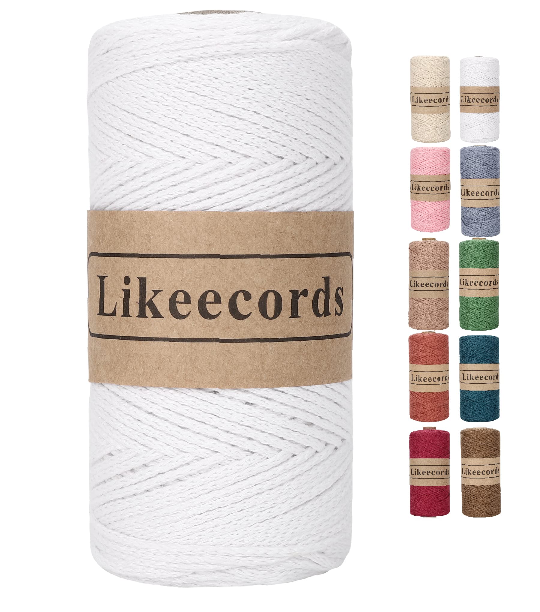 Likeecords 100% Cotton Crochet Yarn For Bag,2Mm X 160 Yards,Macrame  Cord,Chunky Yarn For Crocheting Handbag, Purse,Blankets Craf