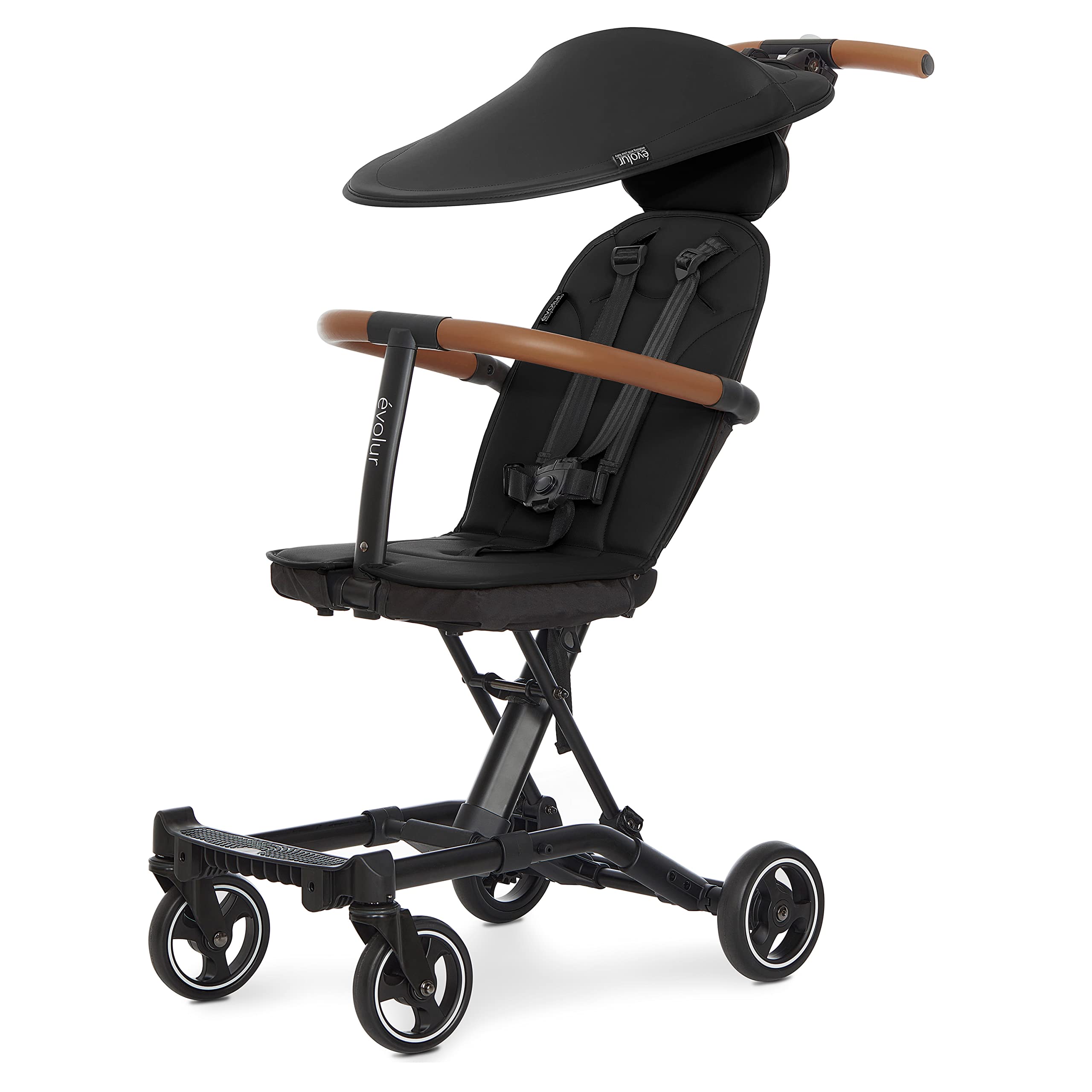 Evolur Cruise Rider Stroller With Canopy, Lightweight Umbrella Stroller With Compact Fold, Easy To Carry Travel Stroller - Noir
