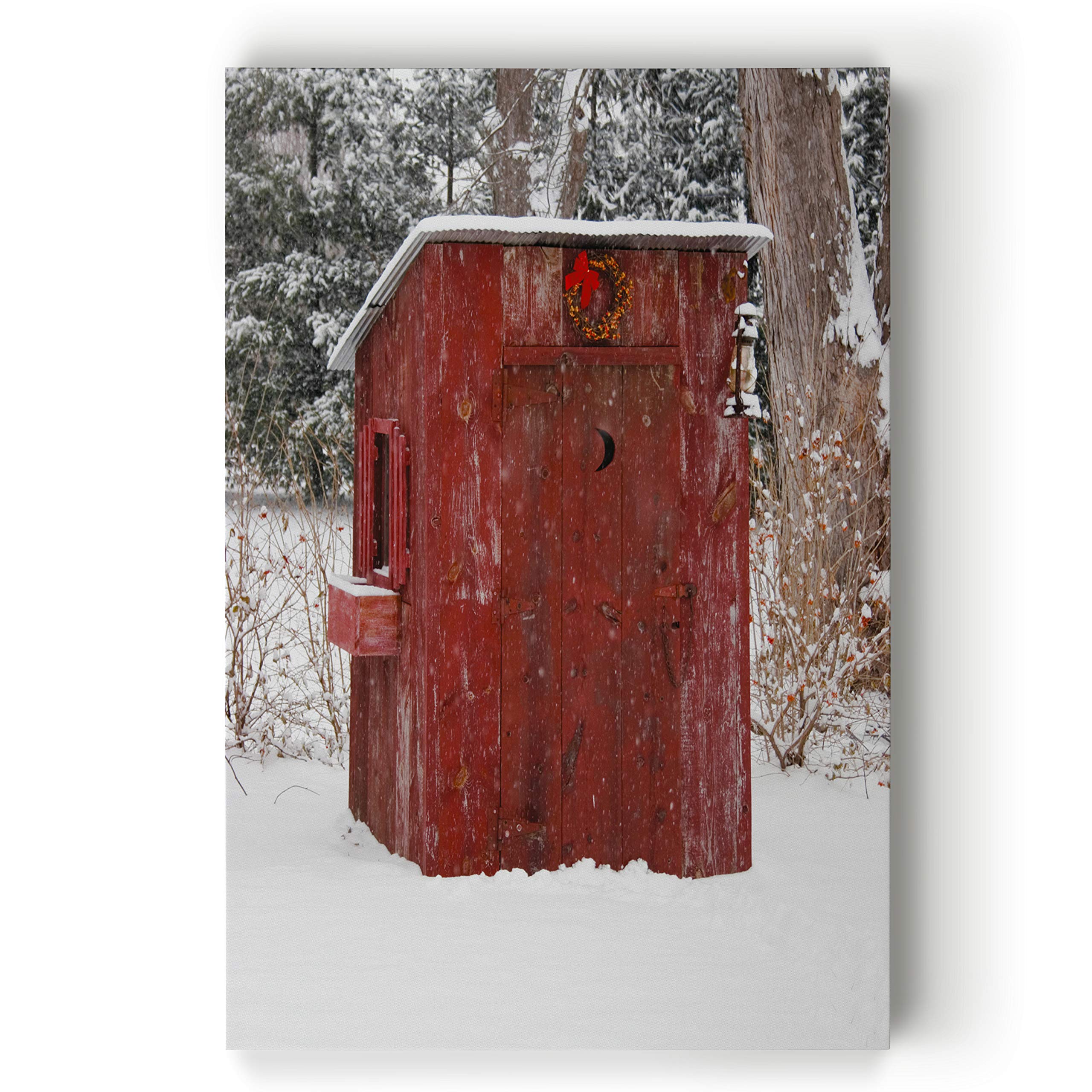 Renditions Gallery Xmas Canvas Prints For Home Decor Red Snowy Outhouse Christmas On The Farm Wall Hanging Picture  Prints For