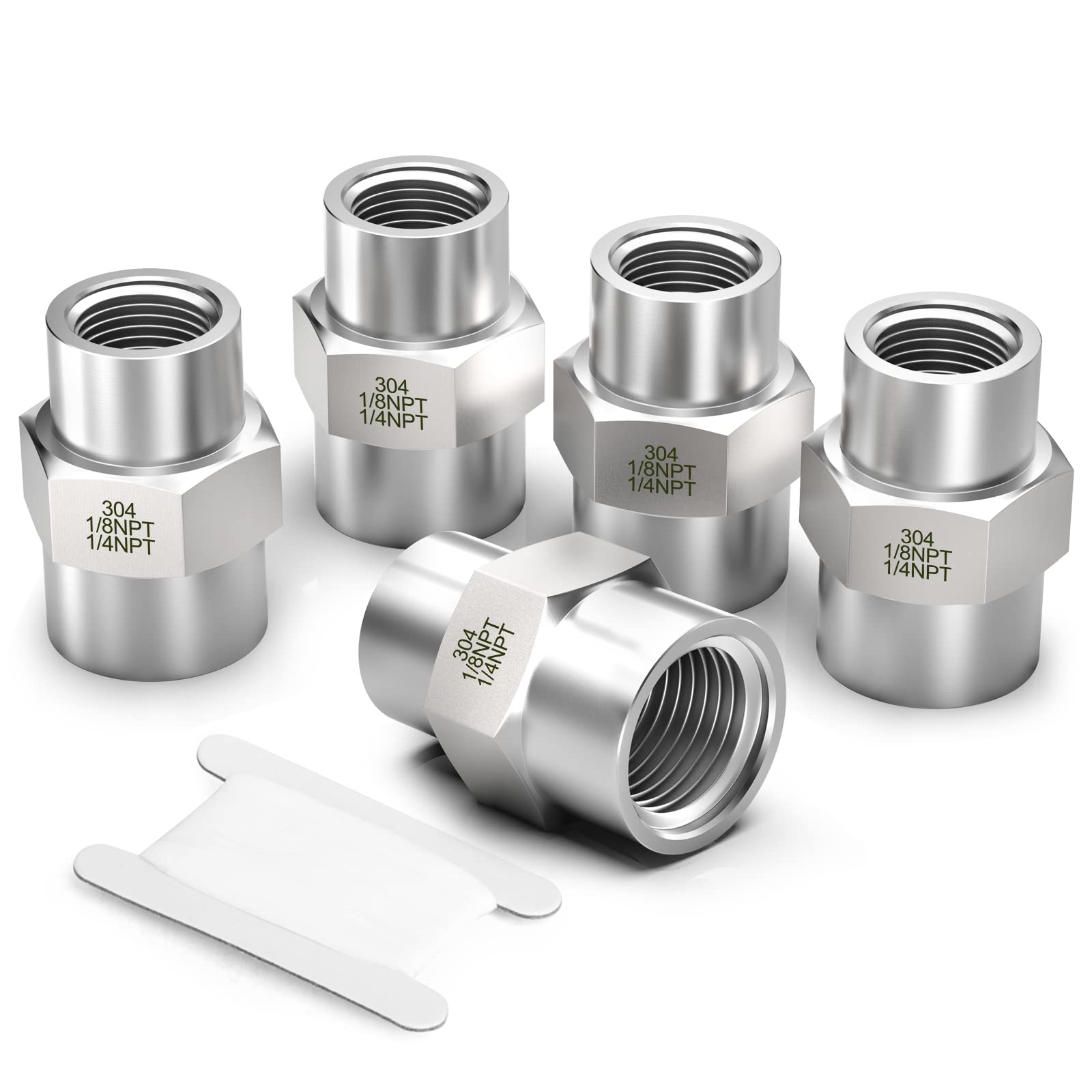 Taisher 5Pcs Forging Of 304 Stainless Steel Pipe Fitting, Coupling, 14-Inch Female Pipe X 18-Inch Female Pipe