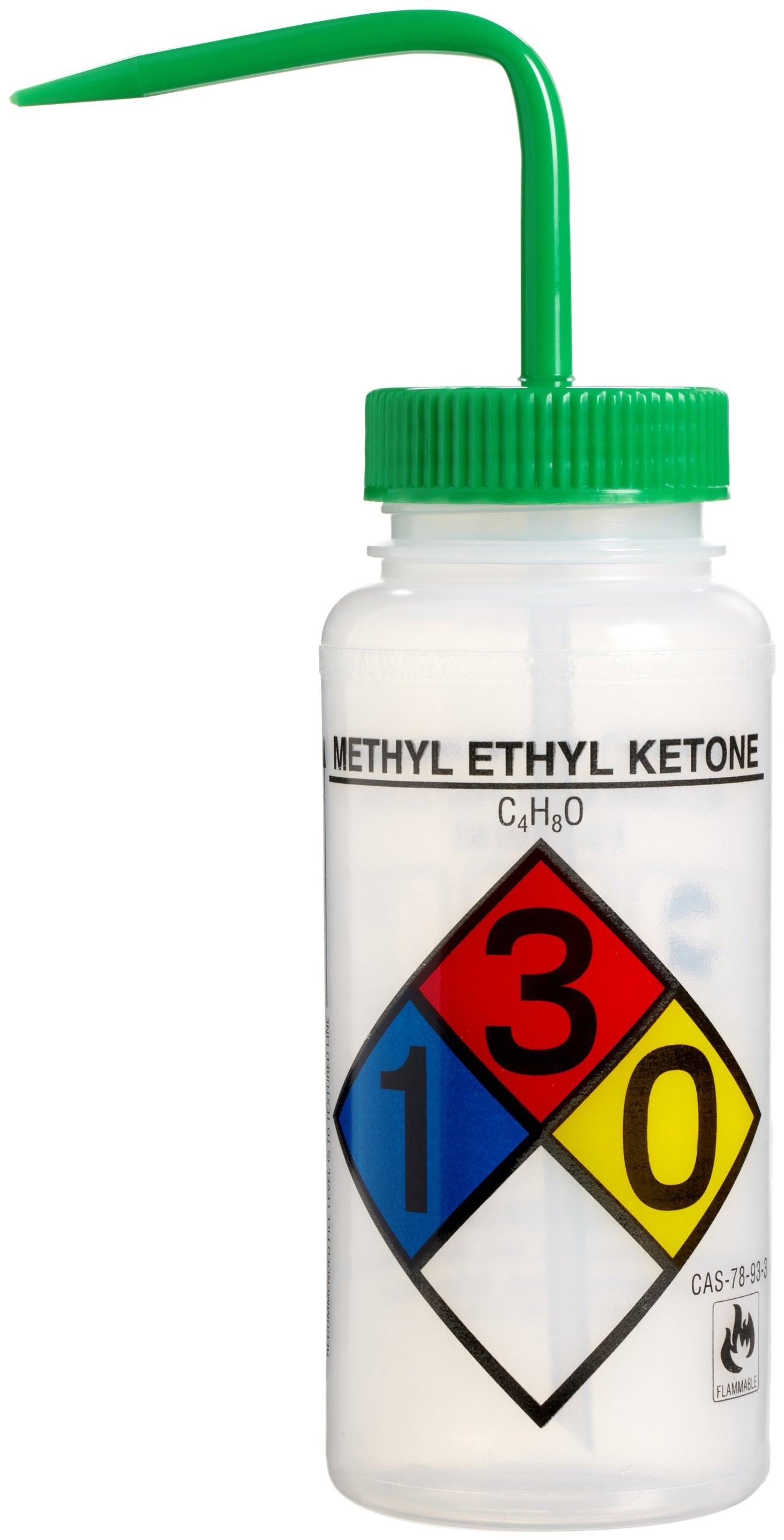 Sp Bel-Art Safety-Labeled 4-Color Methyl Ethyl Ketone Wide-Mouth Wash Bottles 500Ml (16Oz), Polyethylene Wgreen Polypropylene Ca