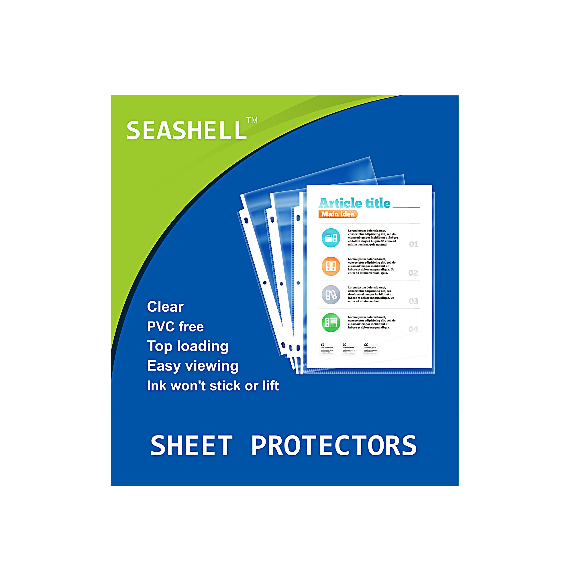 Seashell 200 Pack Heavy Duty Sheet Protectors 85 X 11,Clear Paper Protectors For 3 Ring Binder, Letter Size Plastic Sleeves For