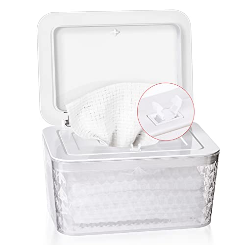 Whiidoom Baby Wipes Dispenser, Wipes Holder Dustproof Wipes Container Case One-Handed Opening With Spring-Loaded Keep Wipes Fres