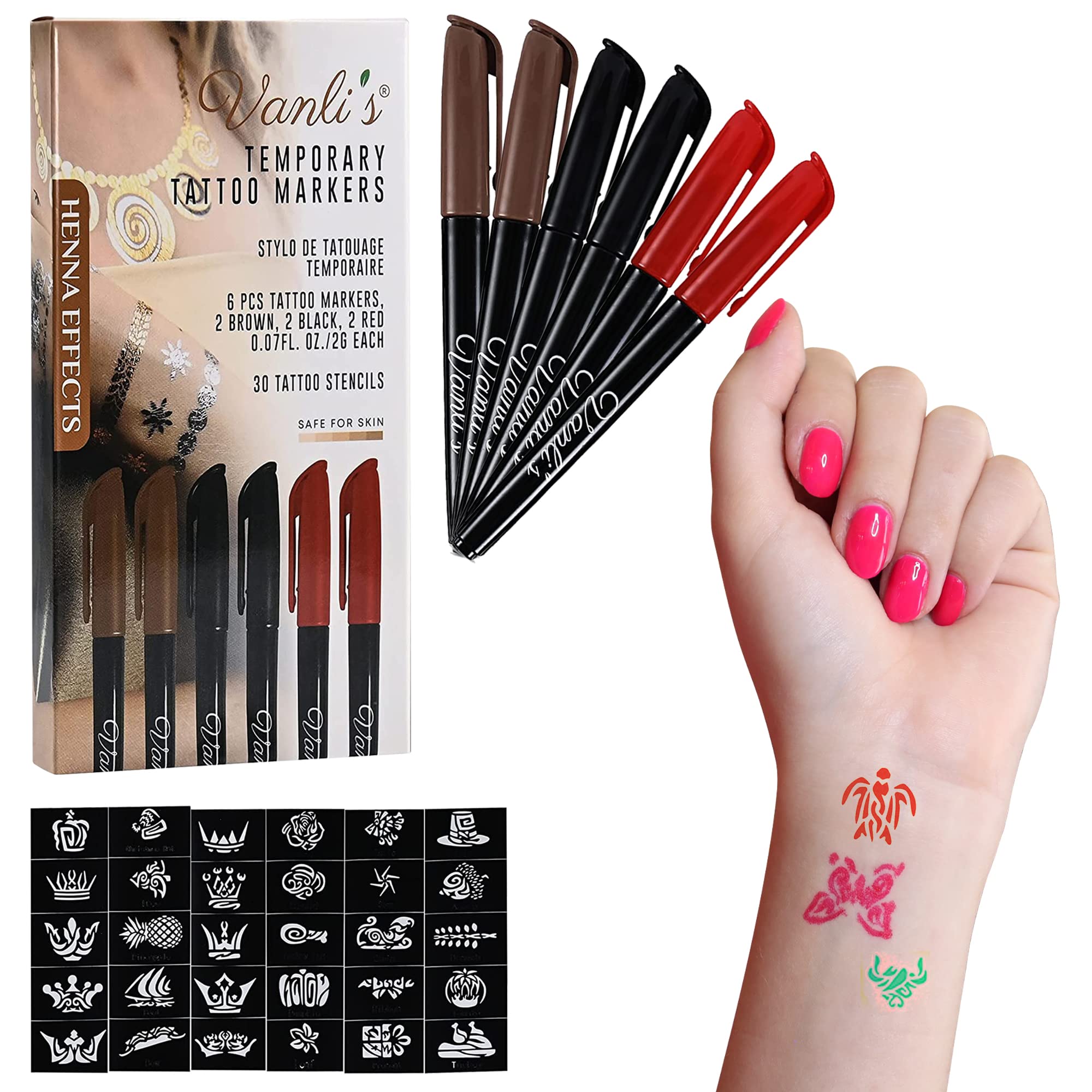 Vanli's Vanlias Temporary Tattoo Markers - Skin-Safe Markers