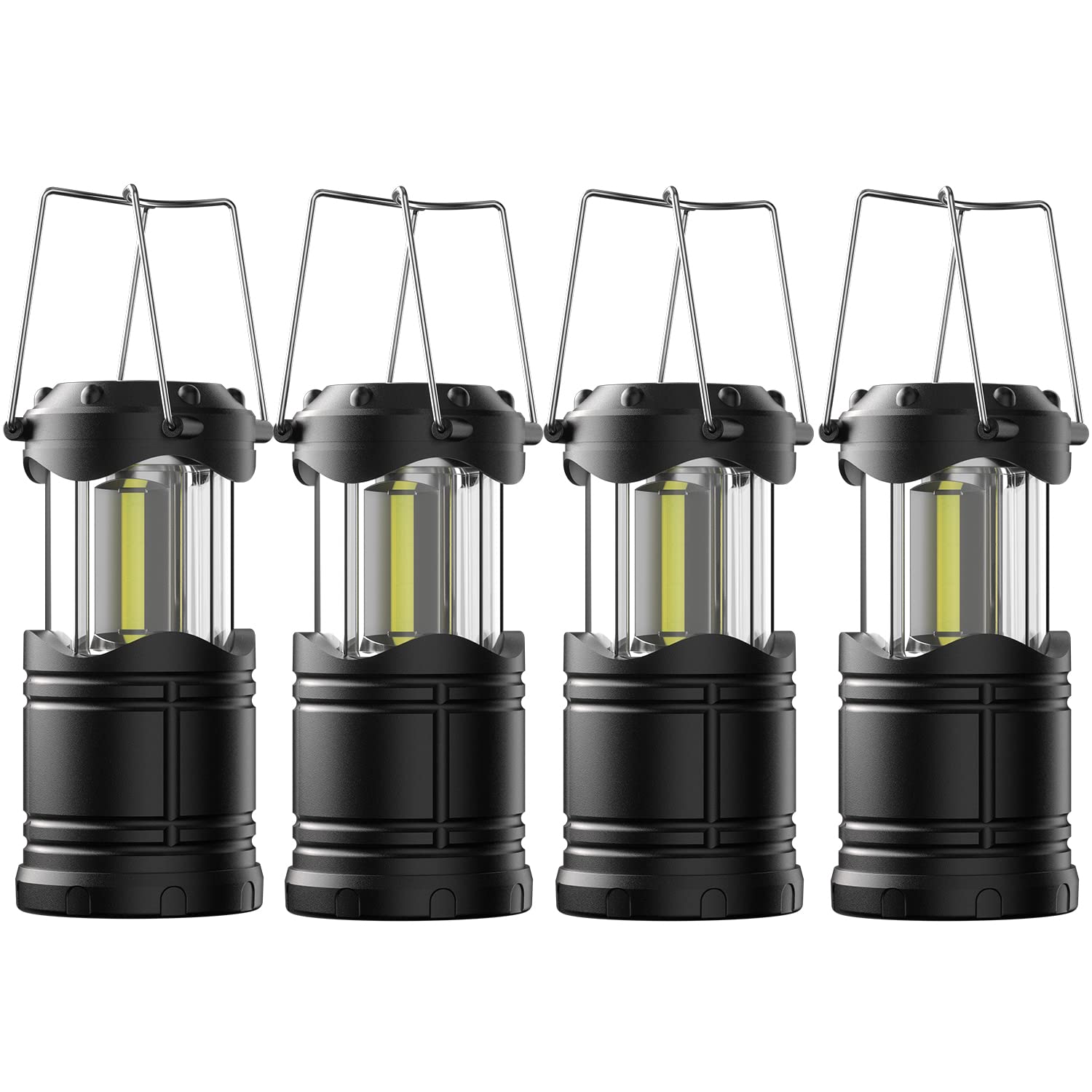 Lichamp 4 Pack Led Camping Lanterns, Battery Powered Camping Lights Cob  Super Bright Collapsible Flashlight Portable Emergency S