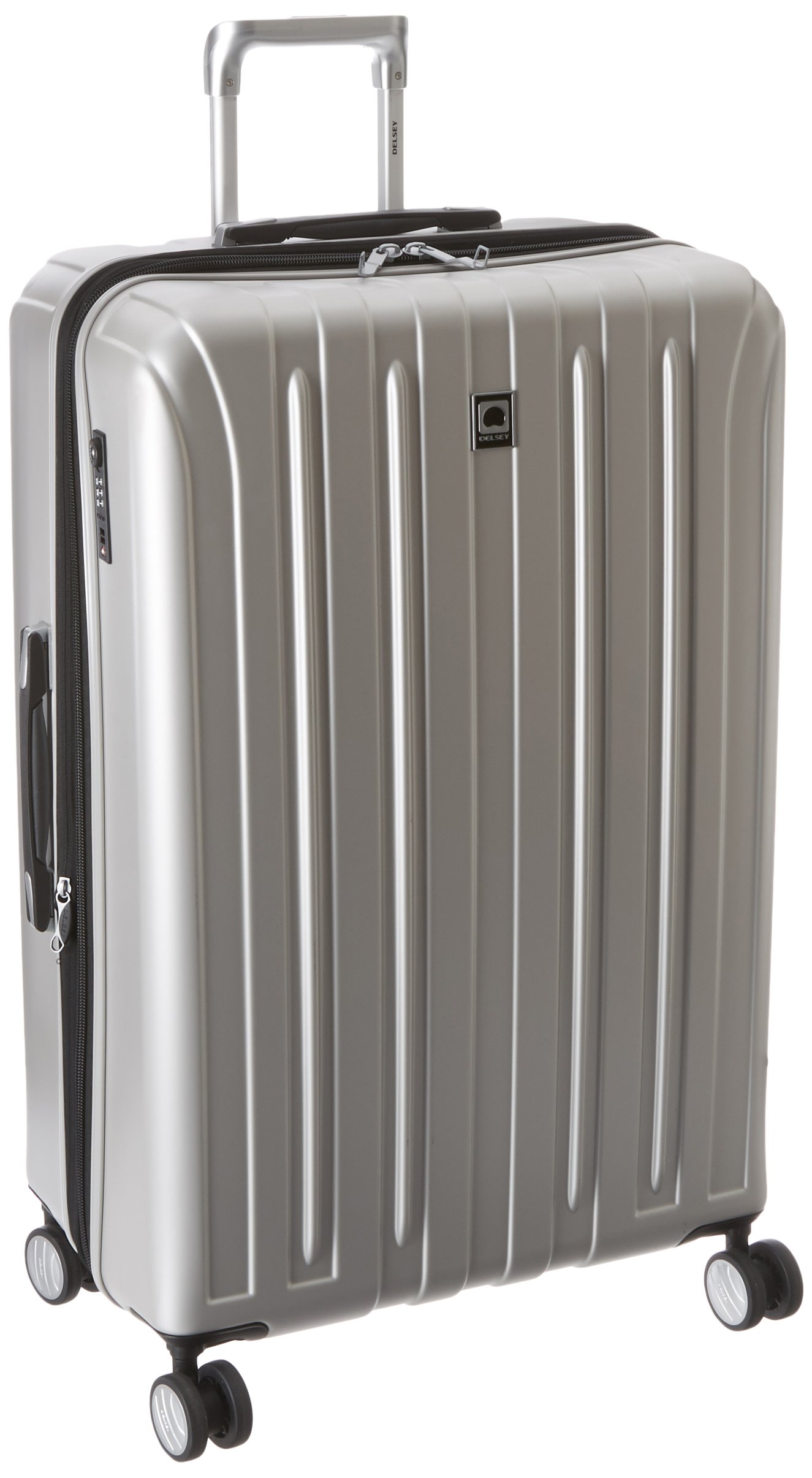Delsey Paris Titanium Hardside Expandable Luggage With Spinner Wheels, Silver, Checked-Large 29 Inch,207183011