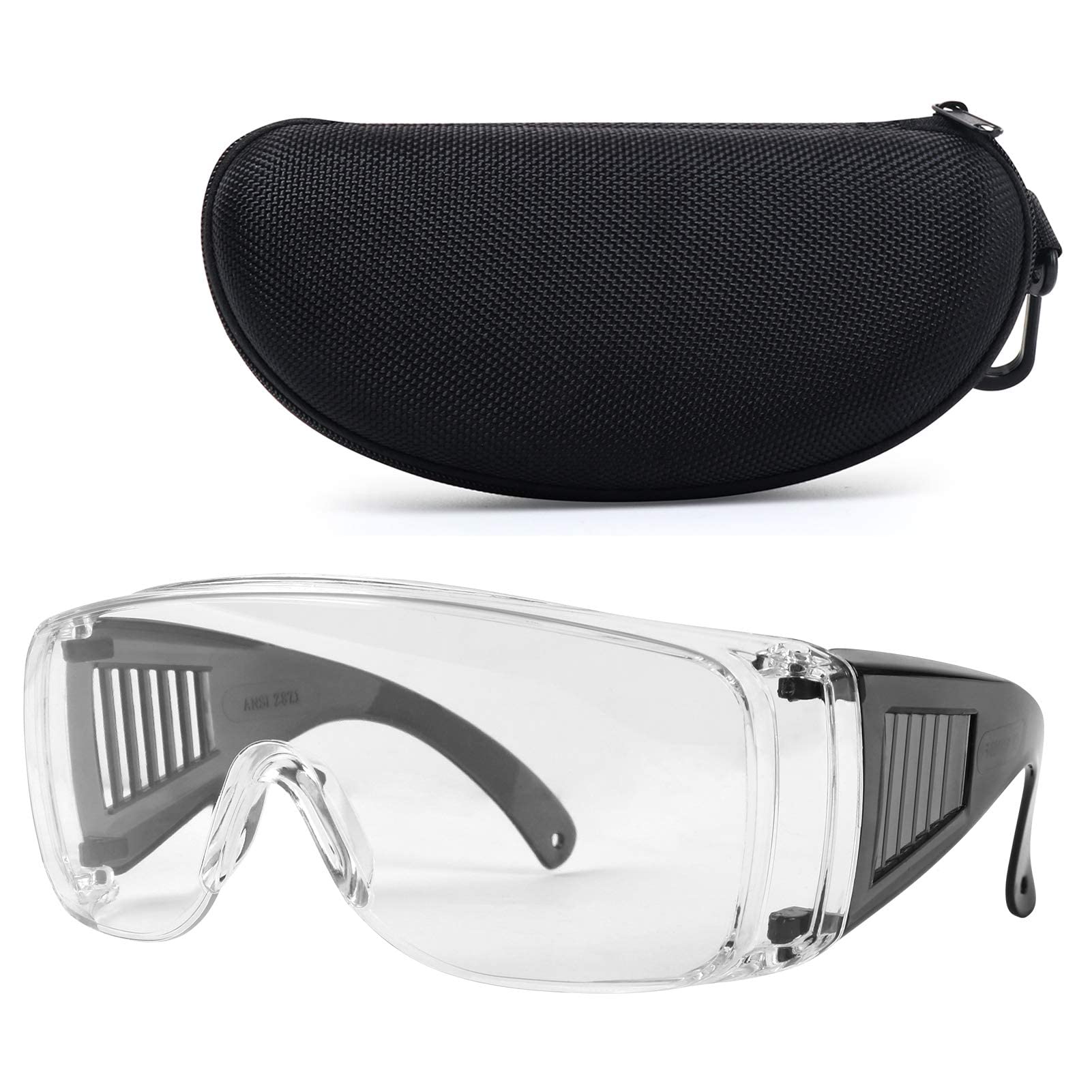 LaneTop Shooting Glasses Over Eyeglasses, Anti Fog Eye Protection For Shooting Range Over Prescription Safety Glasses With Hard Case Otg