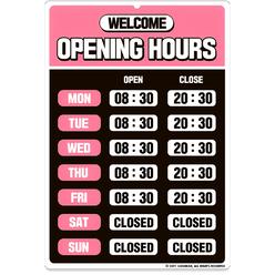 Geekbear Opening Hours Sign (03 Pink) - Business Hours Sign - Store Hours Sign - Hours Of Operation Signs For Business - Open Si