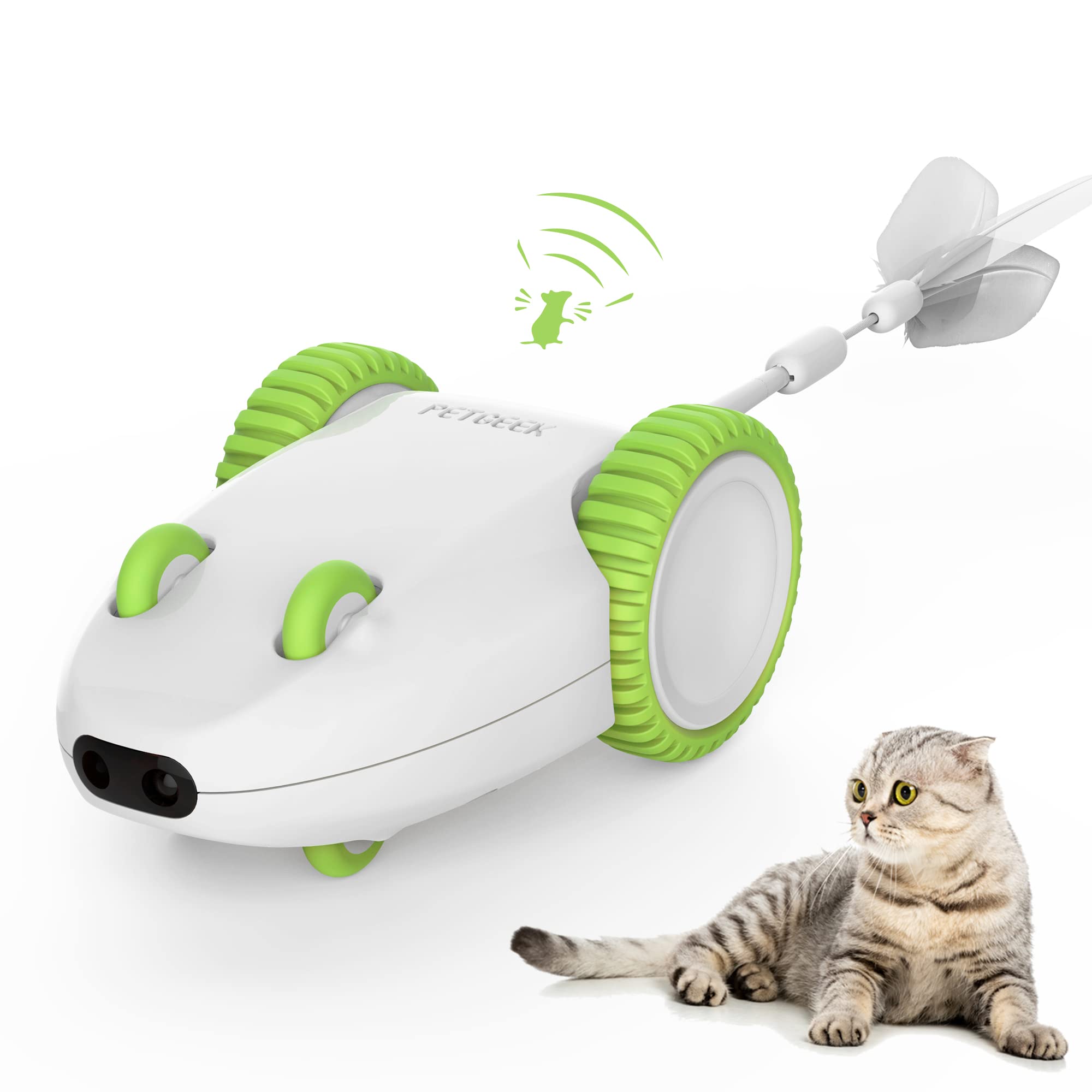 Petgeek Automatic Cat Toys, Smart Interactive Cat Toy, Rechargeable Electronic Cat Mouse Toys With Cat Catnip Wand, Cat Toys For