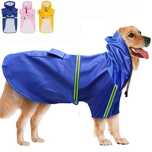 Feimax Dog Raincoats Rain Poncho Coat Waterproof Rain Jacket With Hood For Medium And Large Dogs, Lightweight Hoodies Pet Windpr