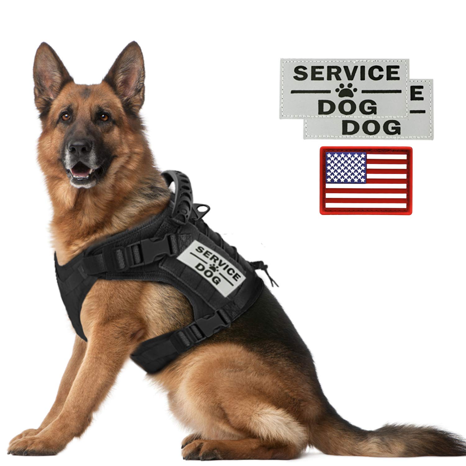 Hanshengday Tactical Service Dog Vest Harness for Medium Large