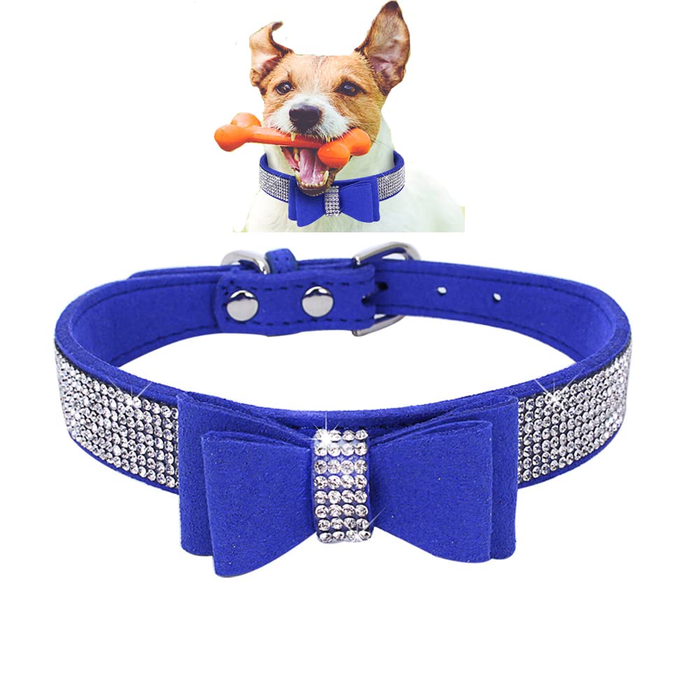 BONAWEN Crystal Dog Collar with Bow Tie Soft Puppy Bling Collar - Main Image
