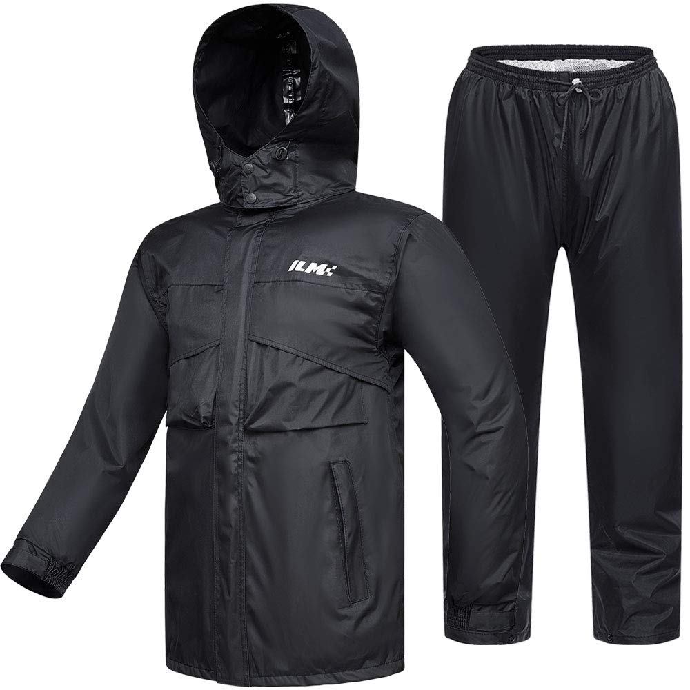 Ilm Motorcycle Rain Suit For Men Waterproof Wear Resistant Protective Rain Gear 6 Pockets 2 Piece Set With Jacket And Pants Mode