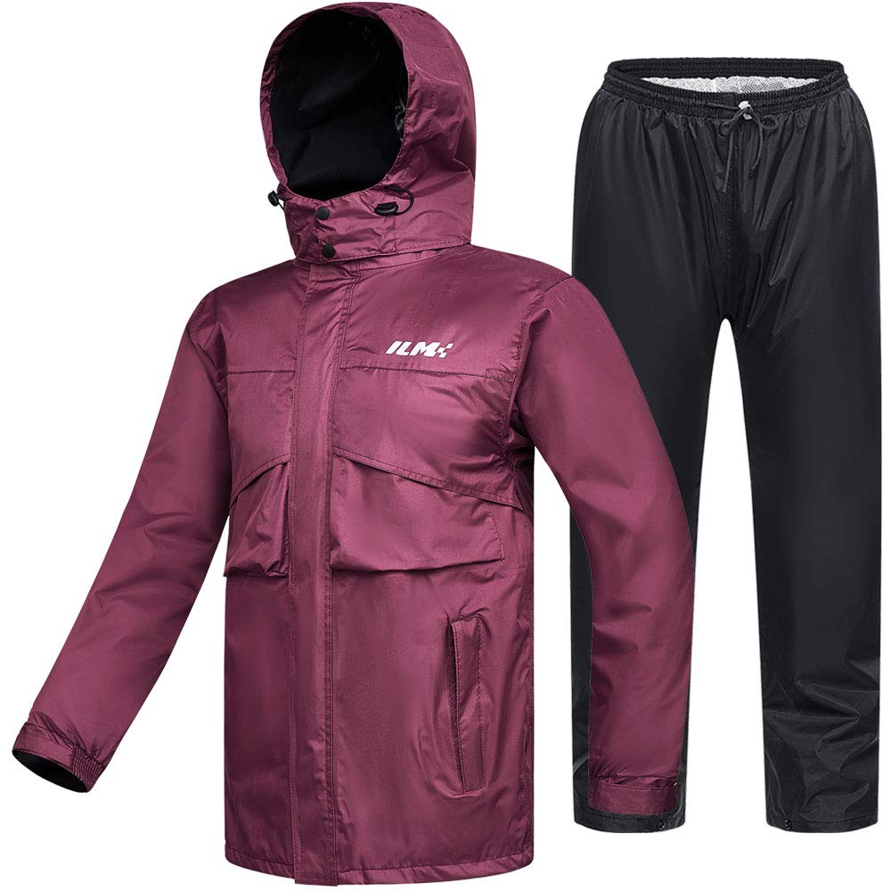 Ilm Motorcycle Rain Suit For Women Waterproof Wear Resistant Protective Rain Gear 6 Pockets 2 Piece Set With Jacket And Pants Mo