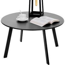 Meluvici Patio coffee Table, Metal Steel Outdoor Round Table Weather Resistant Anti-Rust Outdoor Table(Black)
