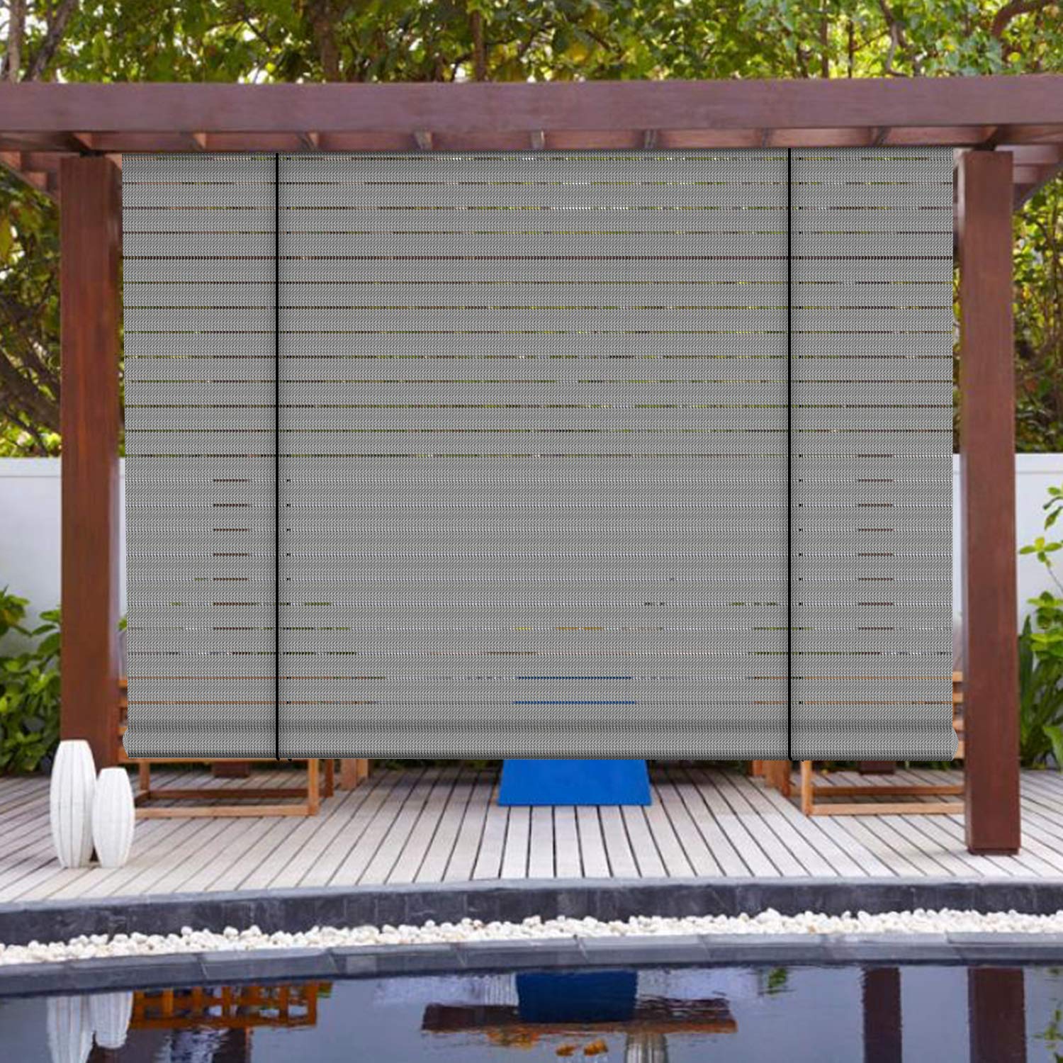 Patio Paradise Exterior Outdoor Roll Up Shades Blinds Roller Shade For Porch Deck Balcony Pergola Carport Light Filtering 5Wx125