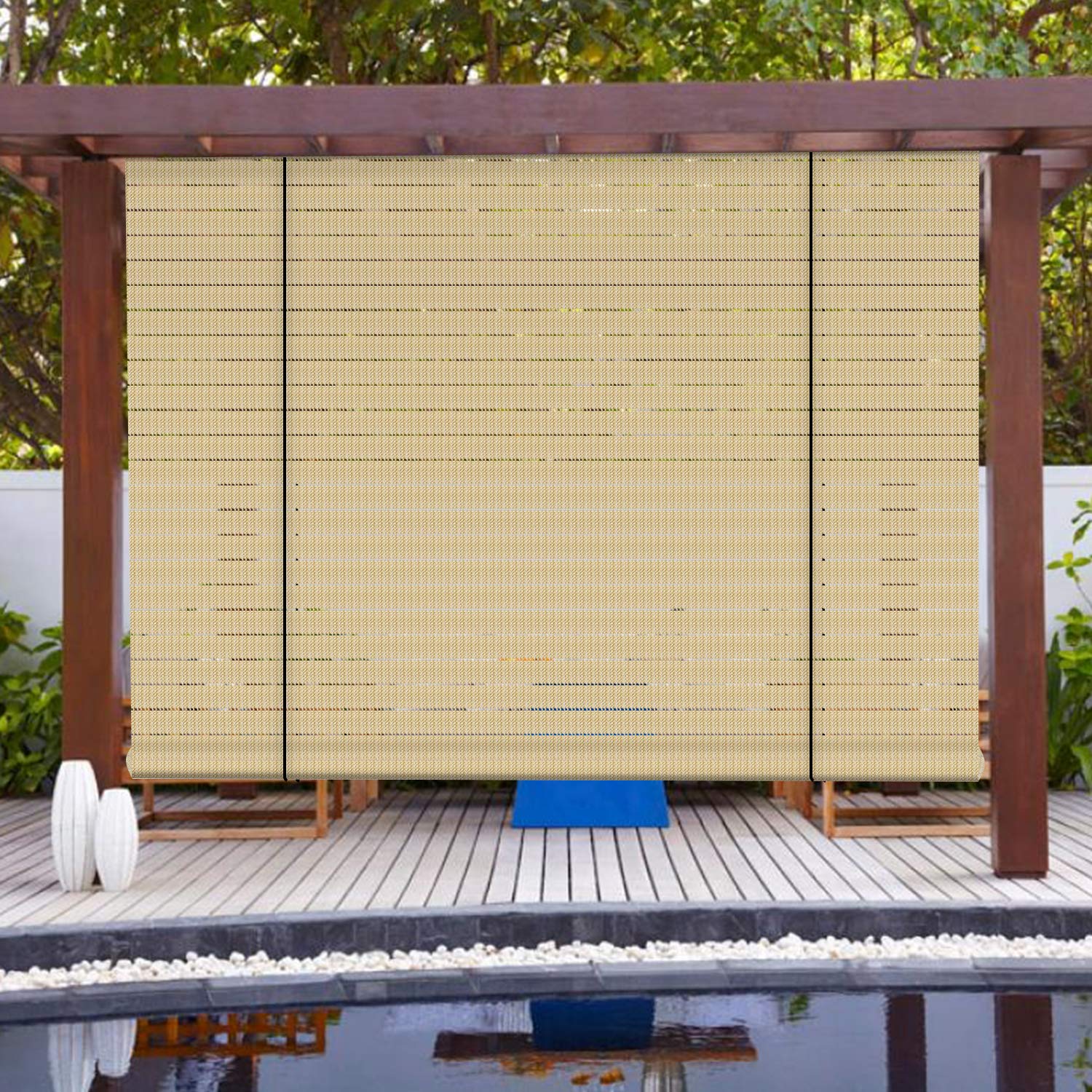 Patio Paradise Exterior Outdoor Roll Up Shades Blinds Roller Shade For Porch Deck Balcony Pergola Carport Light Filtering 4Wx10H